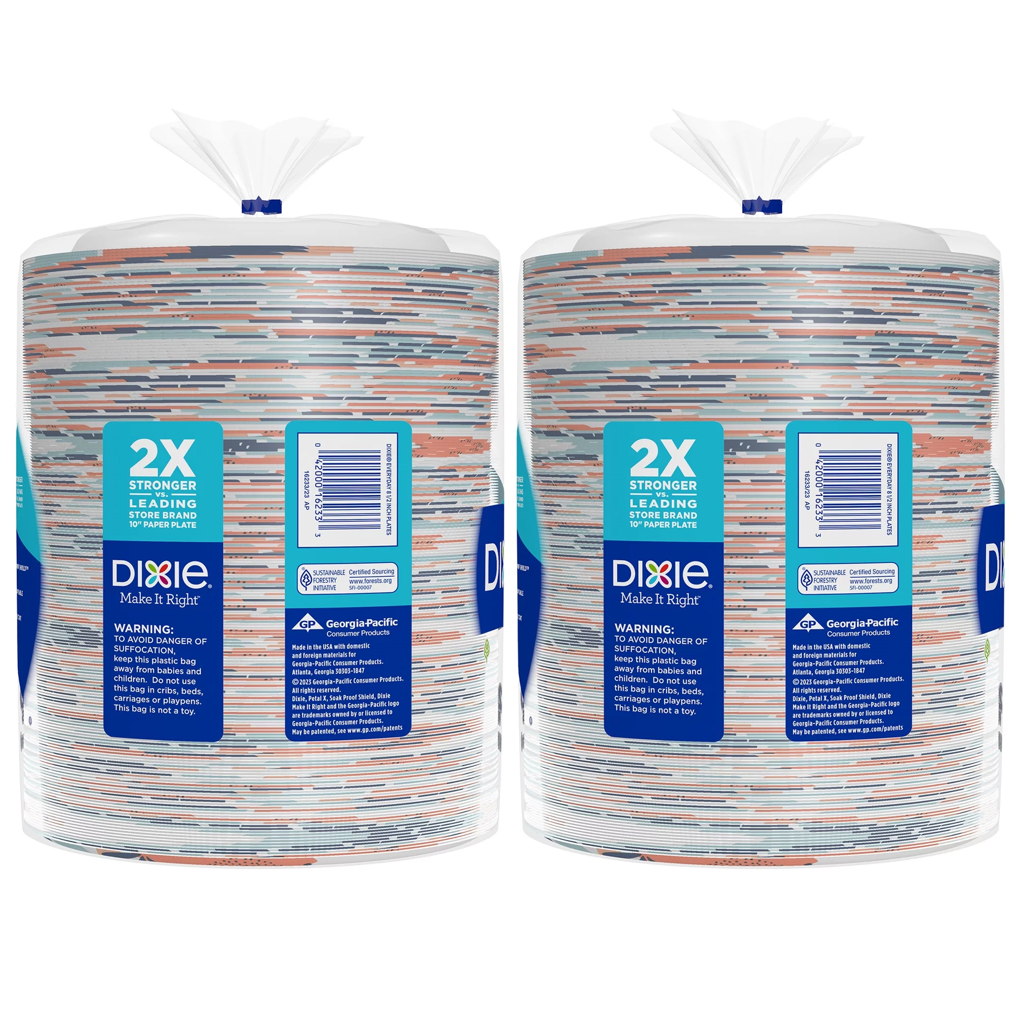 Dixie Disposable Paper Plates, Multicolor, 8.5 in, 400 Count (2-Pack of 200 Count)