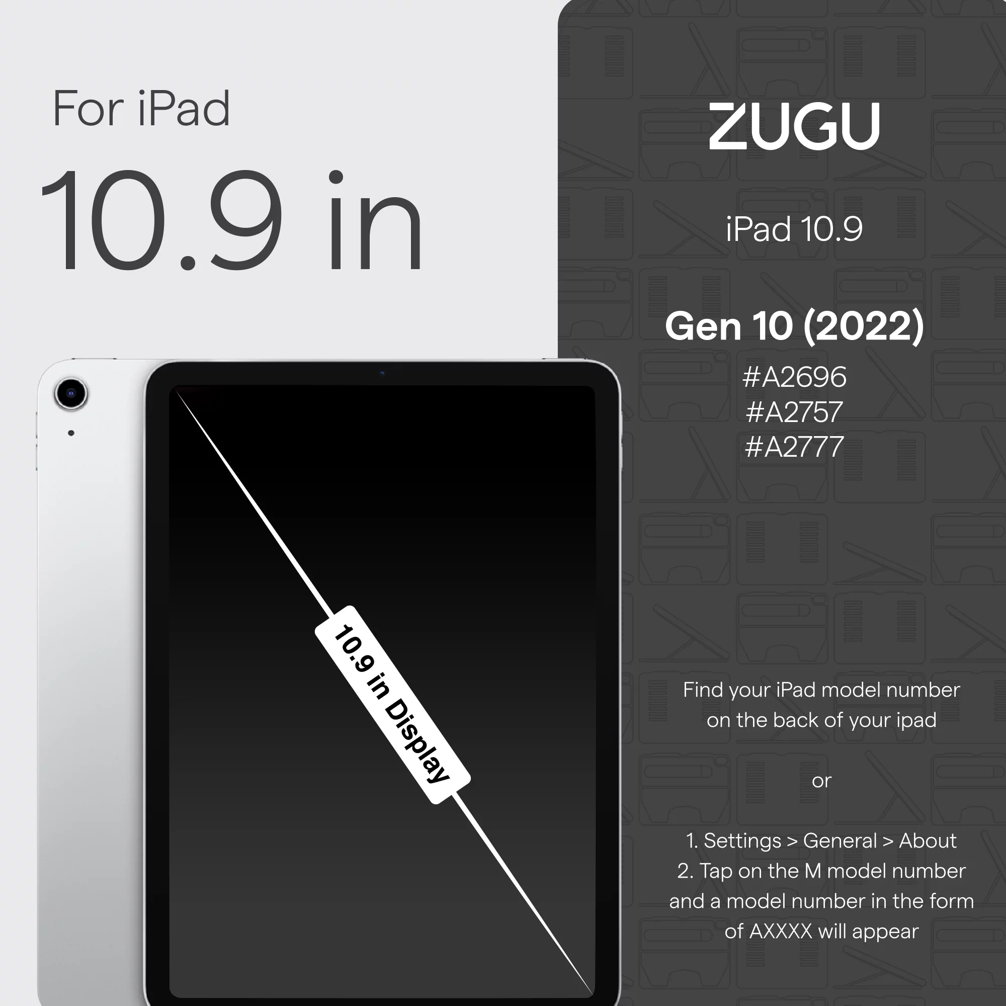 ZUGU CASE for iPad 10.9 Inch 10th Gen (2022) Slim Protective Case - Magnetic Stand & Sleep/Wake Cover (Model #s A2696, A2757, A2777) - Arctic