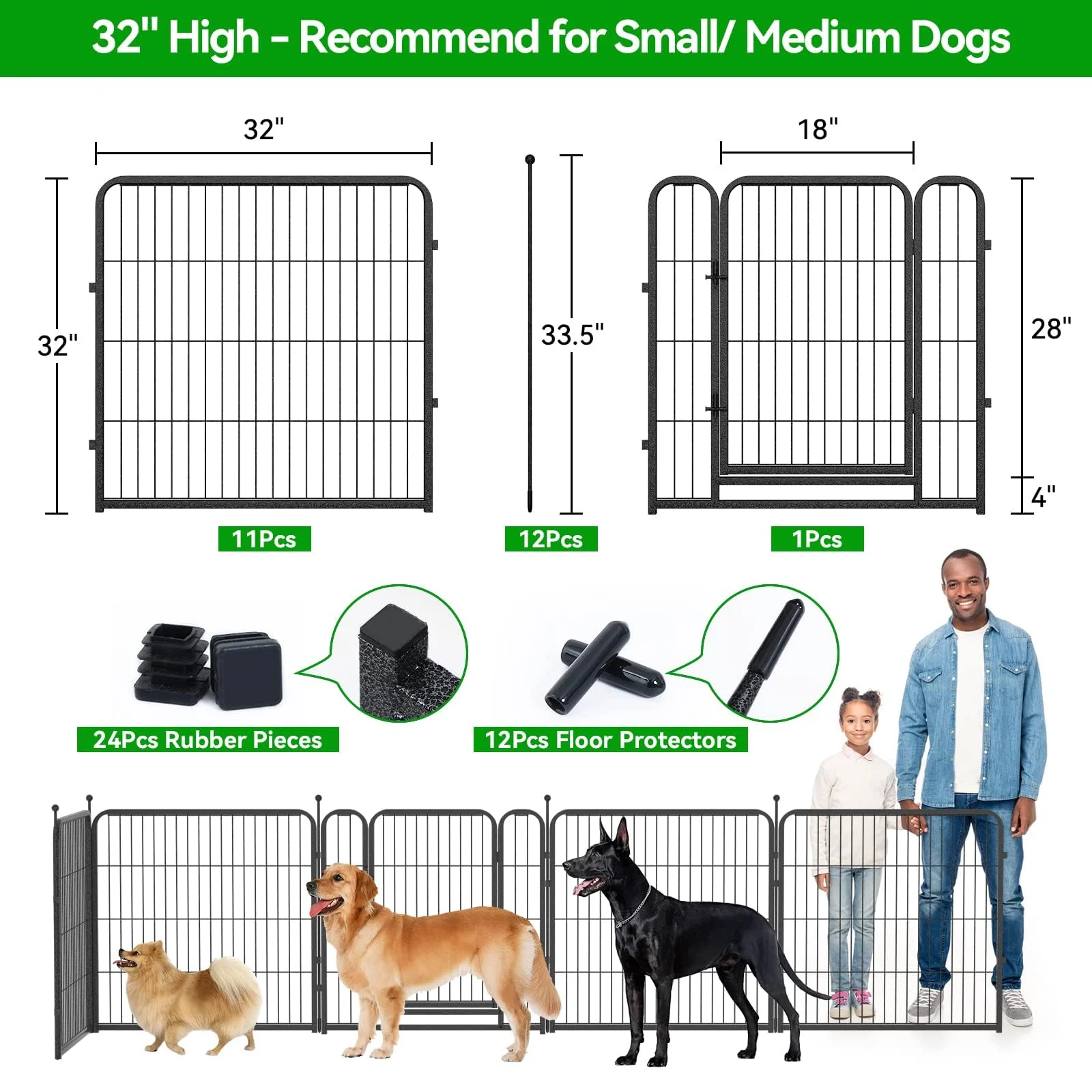 Kfvigoho Dog Playpen Outdoor 12 Panels Heavy Duty Dog Pen 32