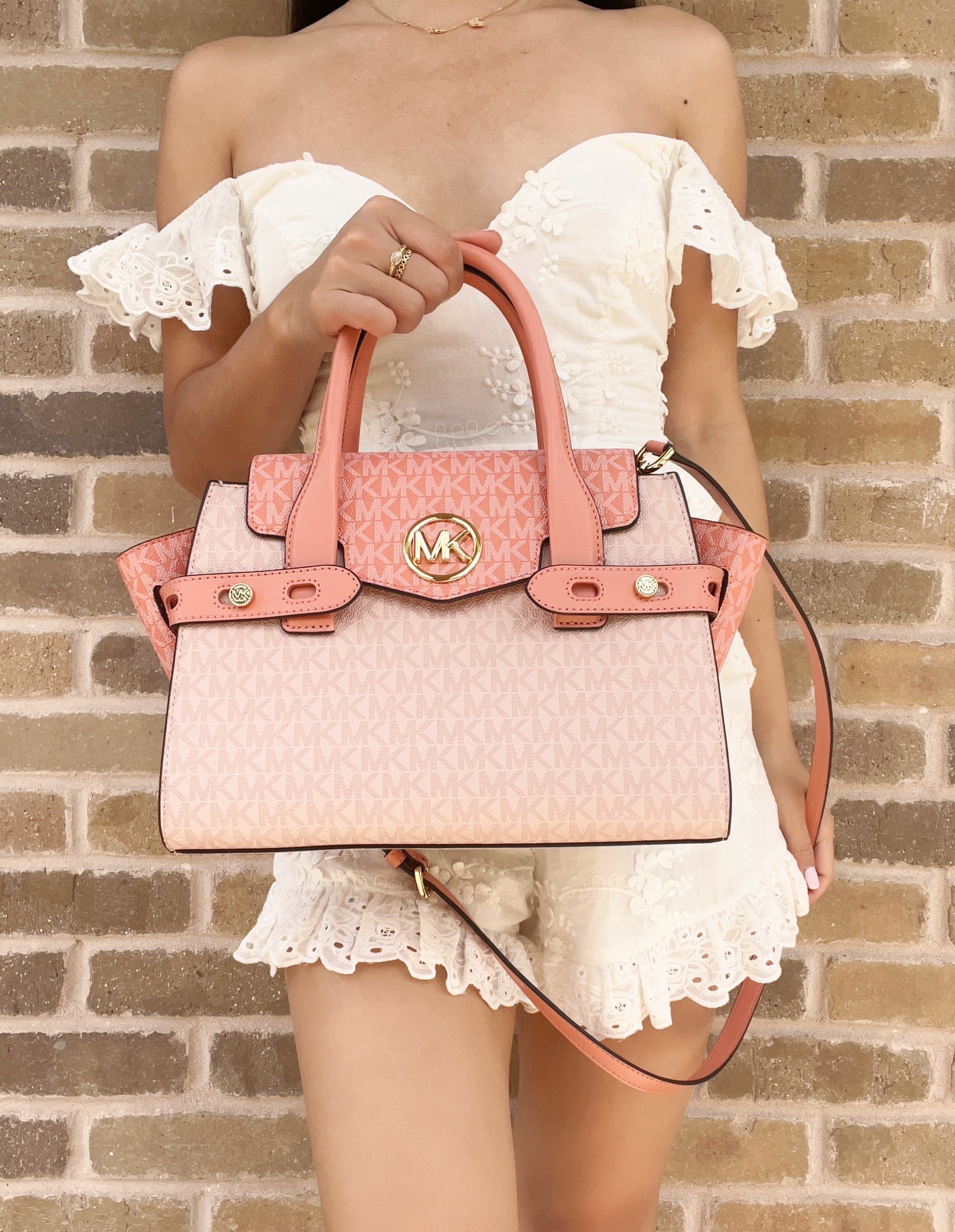 Michael Kors Womens Carmen Colorblock Medium Flap Satchel - Sherbert Multi 35S2GNMS8V-SHBML