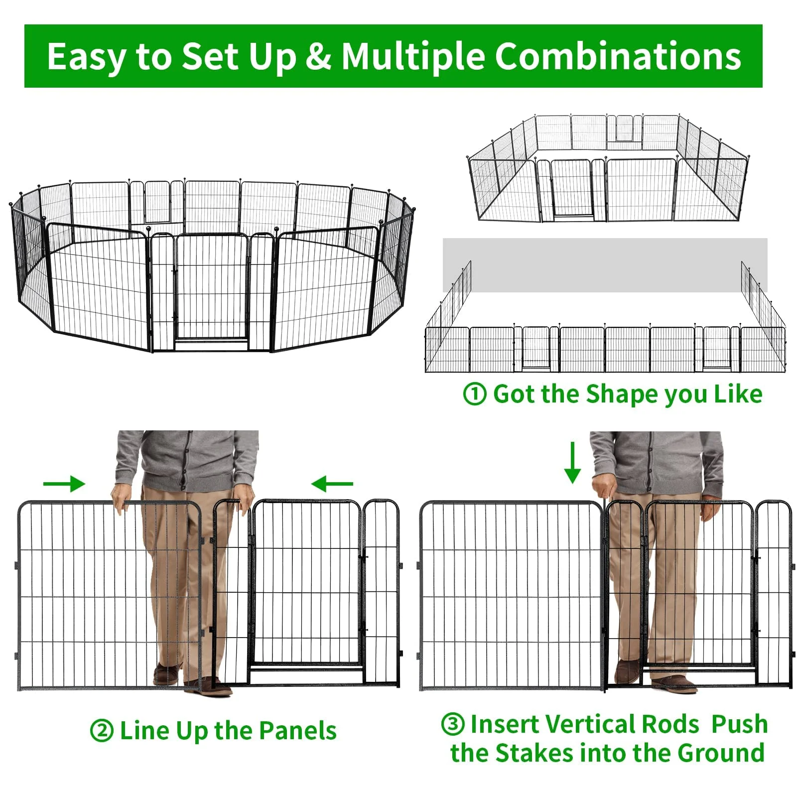 Kfvigoho Dog Playpen Outdoor 12 Panels Heavy Duty Dog Pen 32