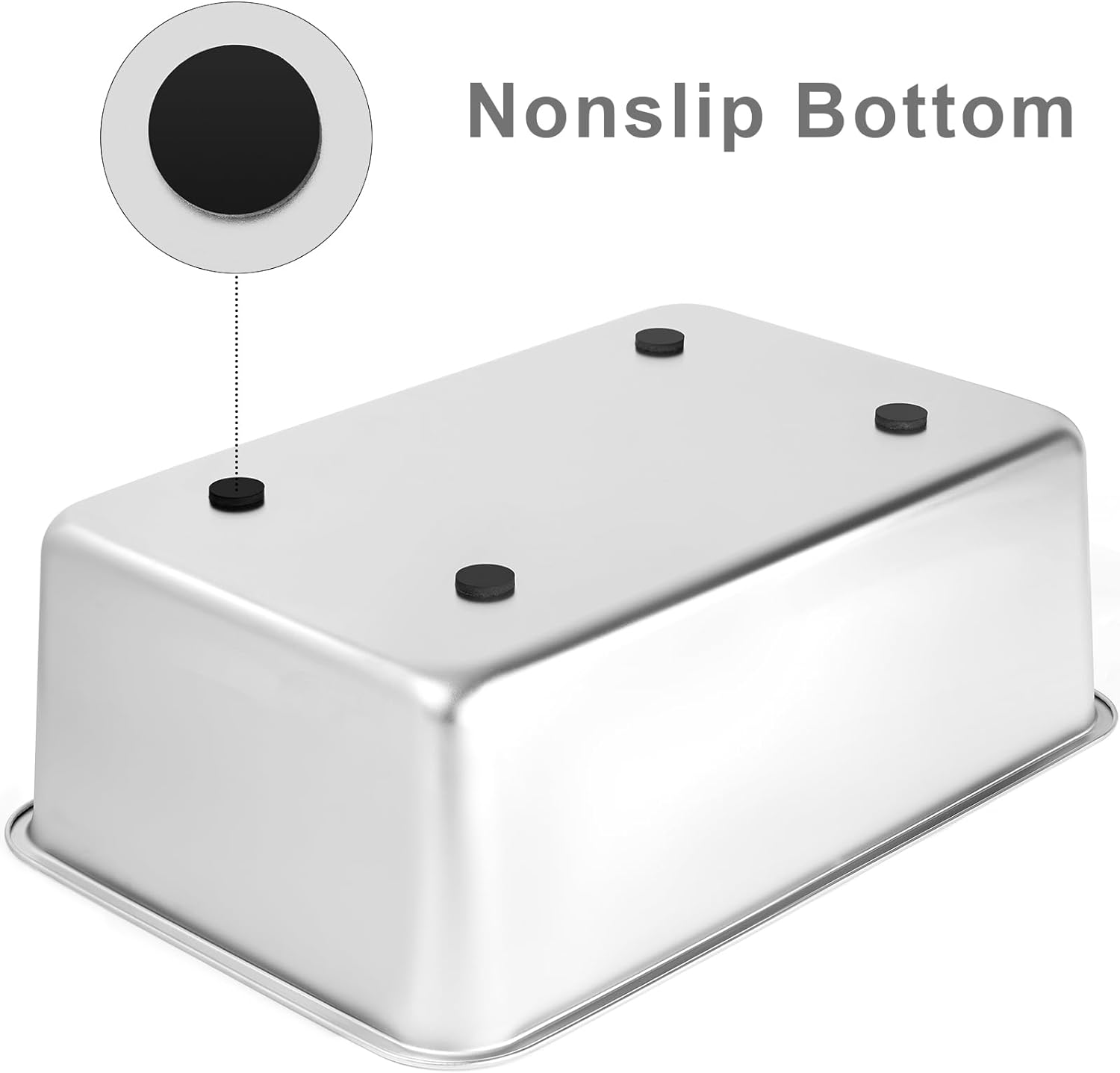 Stainless Steel Litter Box for Cat and Rabbit, Large Size with 8in High Sides and Non Slip Rubber Feet. Odor Control, Non Stick Smooth Surface, Easy to Clean, Never Bend