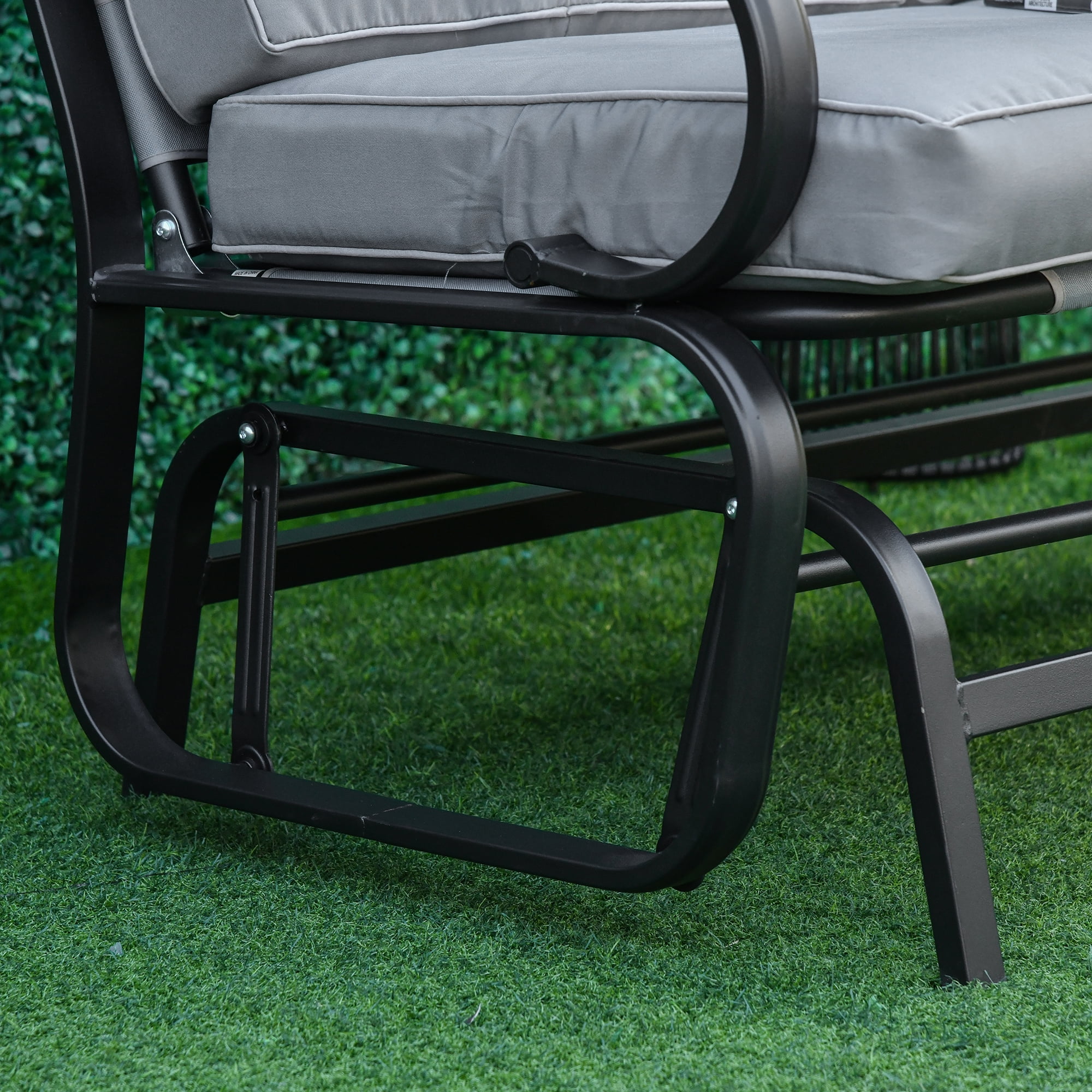 Outsunny Outdoor Garden 2-Person Gliding Chair Patio Glider with Cushions Grey