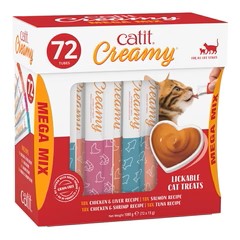 Catit Creamy Mega Mix Squeezable cat treats, 1080g, 72 15g Tubes