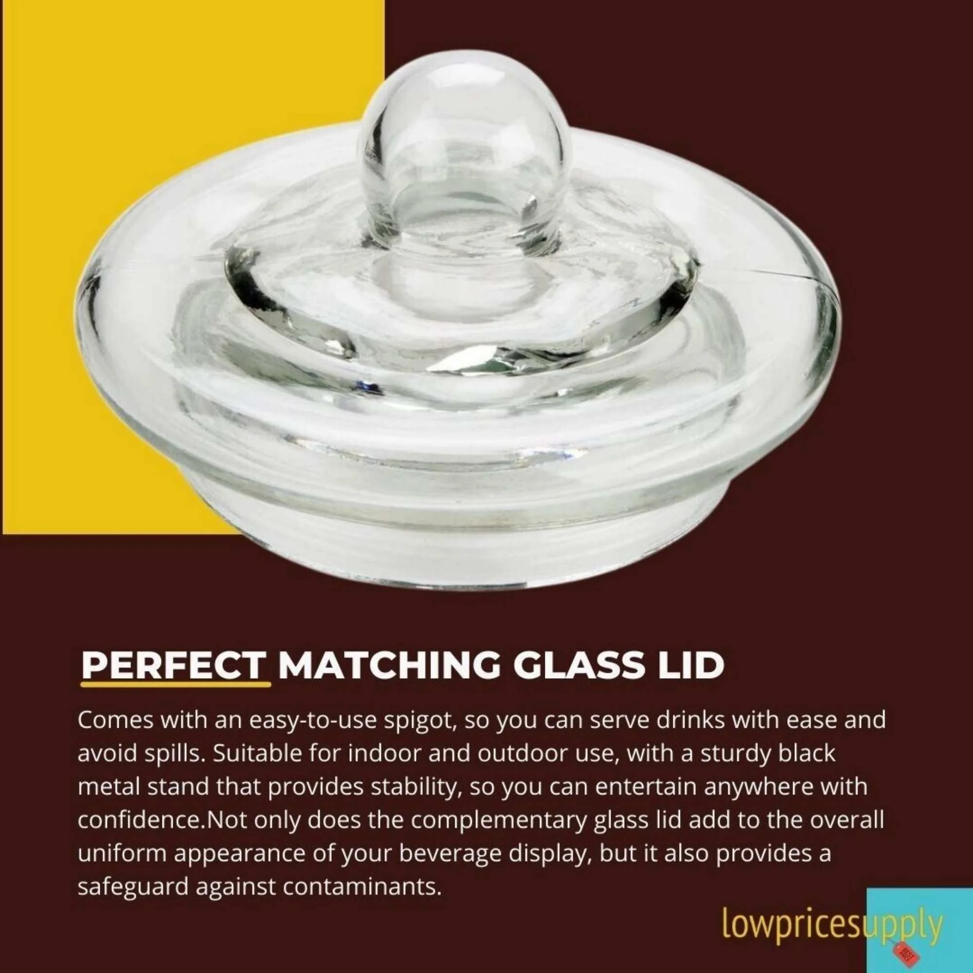 5 Gallon Hammered Glass Beverage Dispenser with Metal Stand - COMPLETE SET