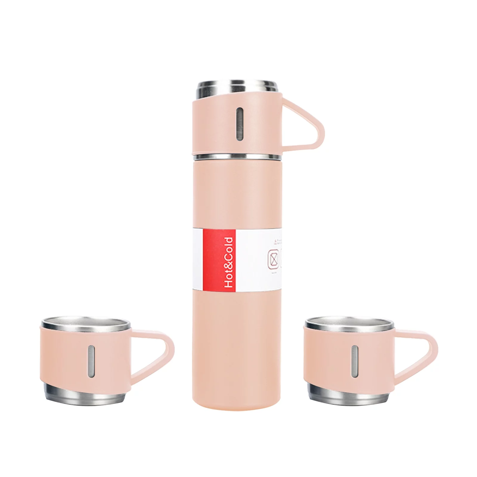Tomshoo 500mL Insulated Bottle with 2 Extra Cups Stainless Steel Coffee Travel Mug Vacuum Insulation Technology Never Rust or Break Suitable for Gym and Yoga