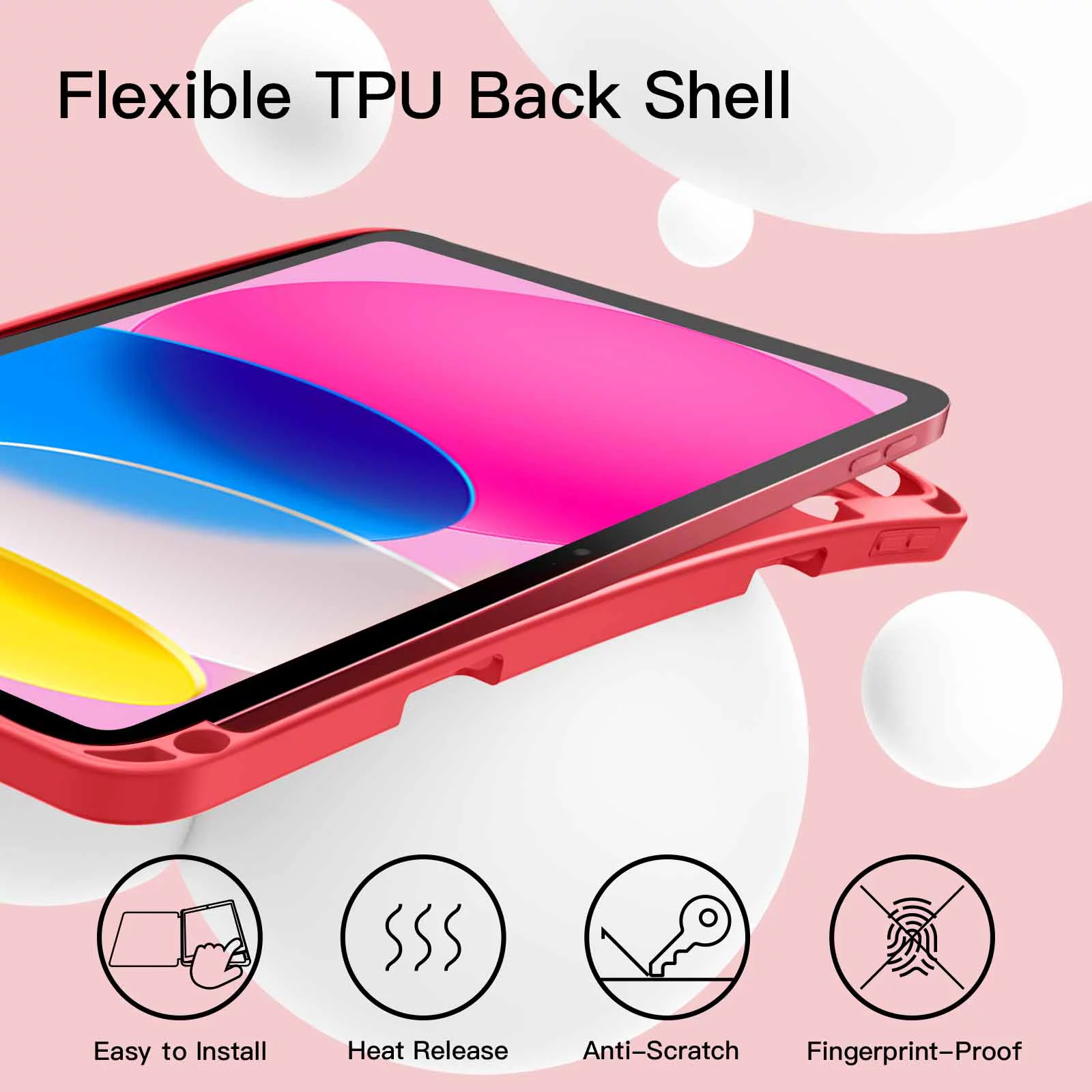 JETech Case for iPad 10 (10.9-Inch, 2022 Model, 10th Generation) with Pencil Holder, Slim Tablet Cover with Soft TPU Back, Auto Wake/Sleep (Watermelon)