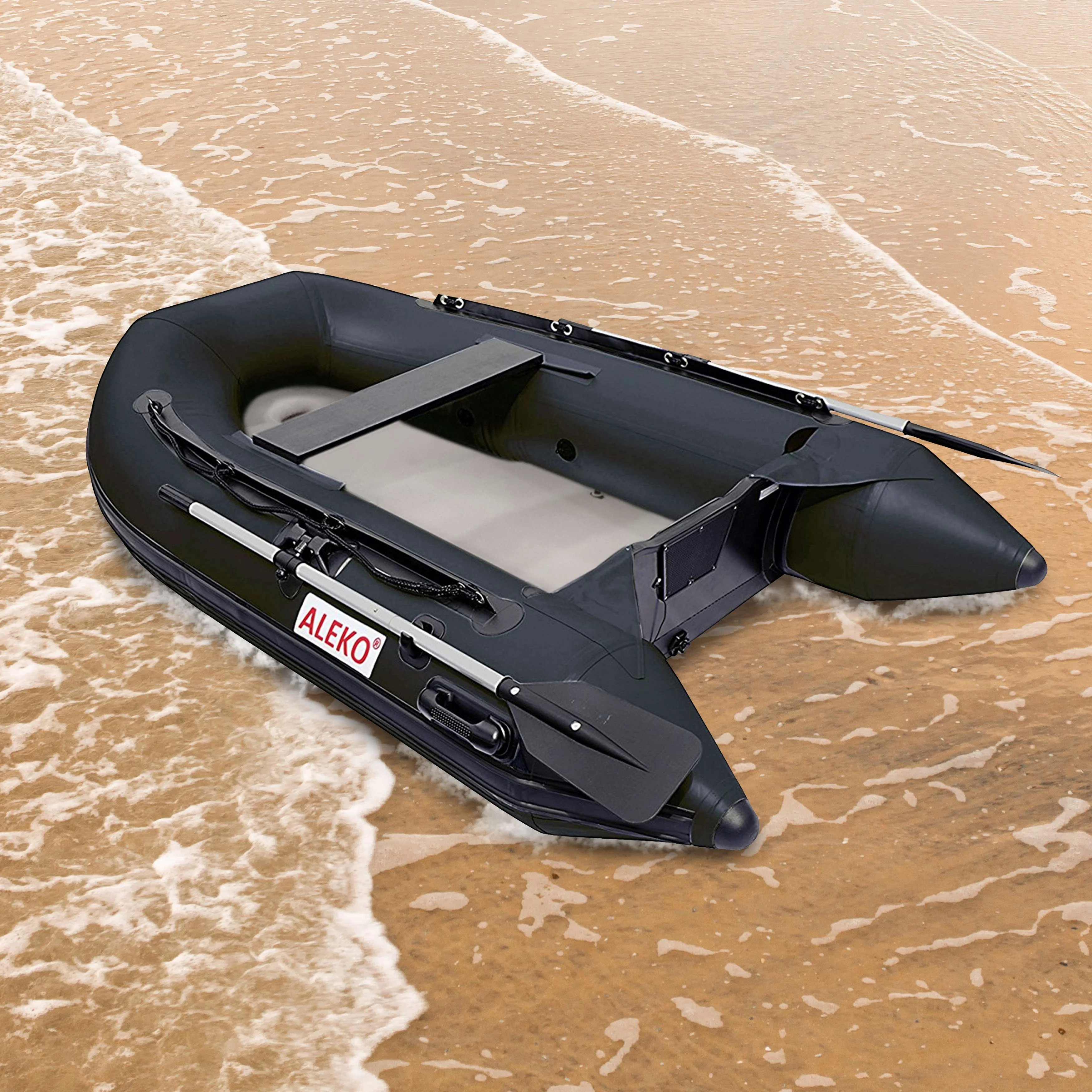 ALEKO Inflatable Air Floor Fishing Boat - 8.4 Foot - Black