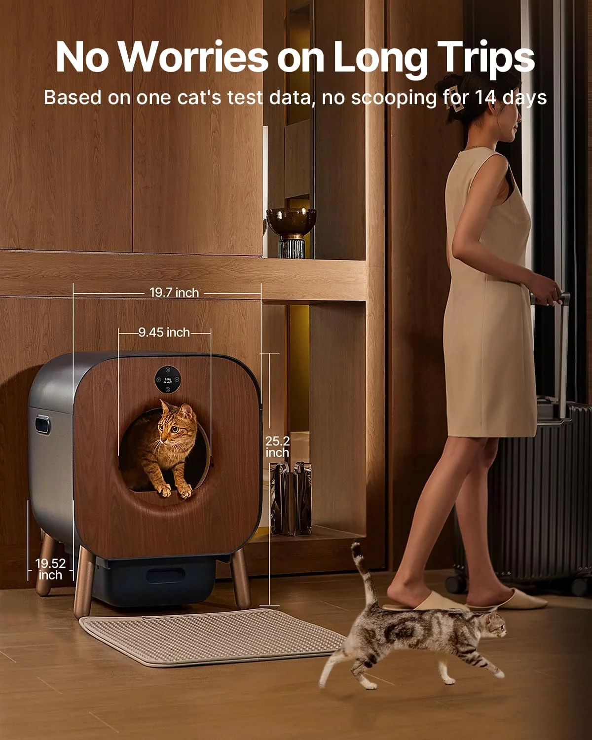 PAWBBY Self Cleaning Litter Box, Automatic Cat Litter Box Self Cleaning for Multi Cats, TUV Certified/Anti-Pinch/Safety Protection/Odor Removal/APP Control Extra Large Litter Box with Mat & Liner