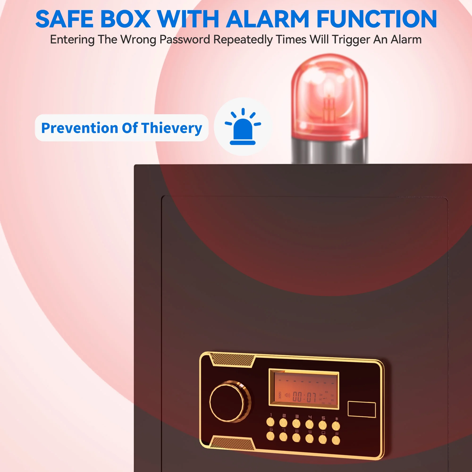 Dextrus Security Safe Box, 2.5 CU.FT Safe Box with Digital Keypad,Fireproof Bag and Adjustable Shelf for Storing Cash, Jewelry, Pistols, Documents in Home & Office & Hotel,15.75