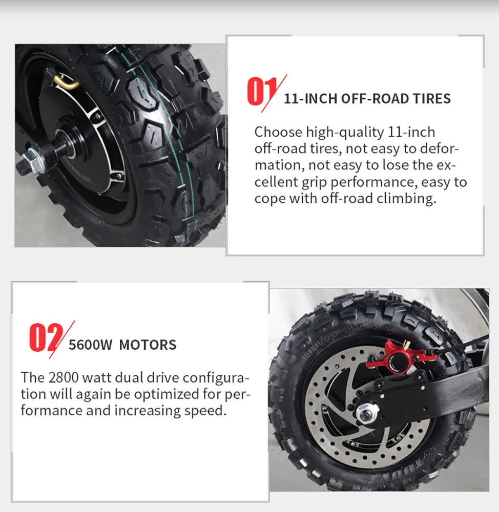 LISUEYNE Electric Scooter, Max Speed 50MPH, 50 Mile Long Range, 60V 5600W Dual Drive, 11