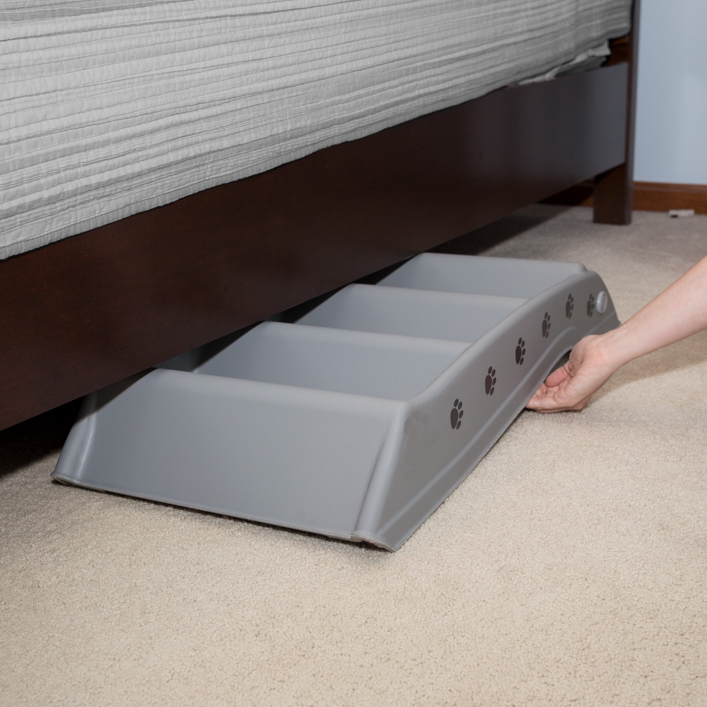 Pet Stairs ? Safe and Durable Indoor or Outdoor Ramp with 4 Step Design ? Cat or Dog Steps for Home and Vehicle by PETMAKER (Gray)