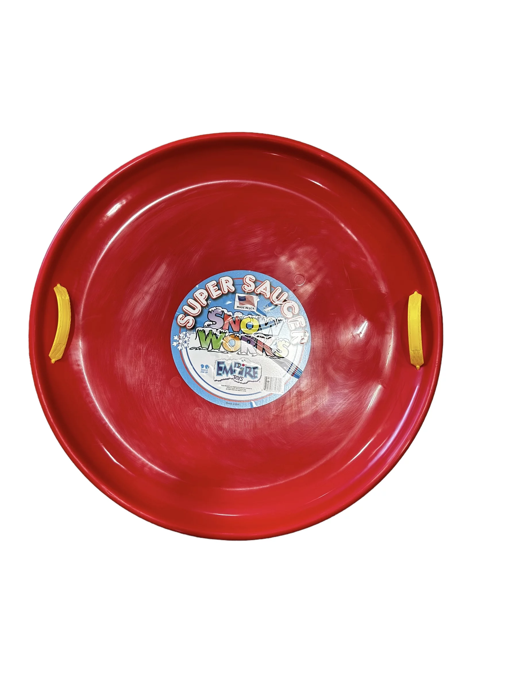 2 Super Saucer 28 Inch Round Snow Sled Red and Blue Made In USA