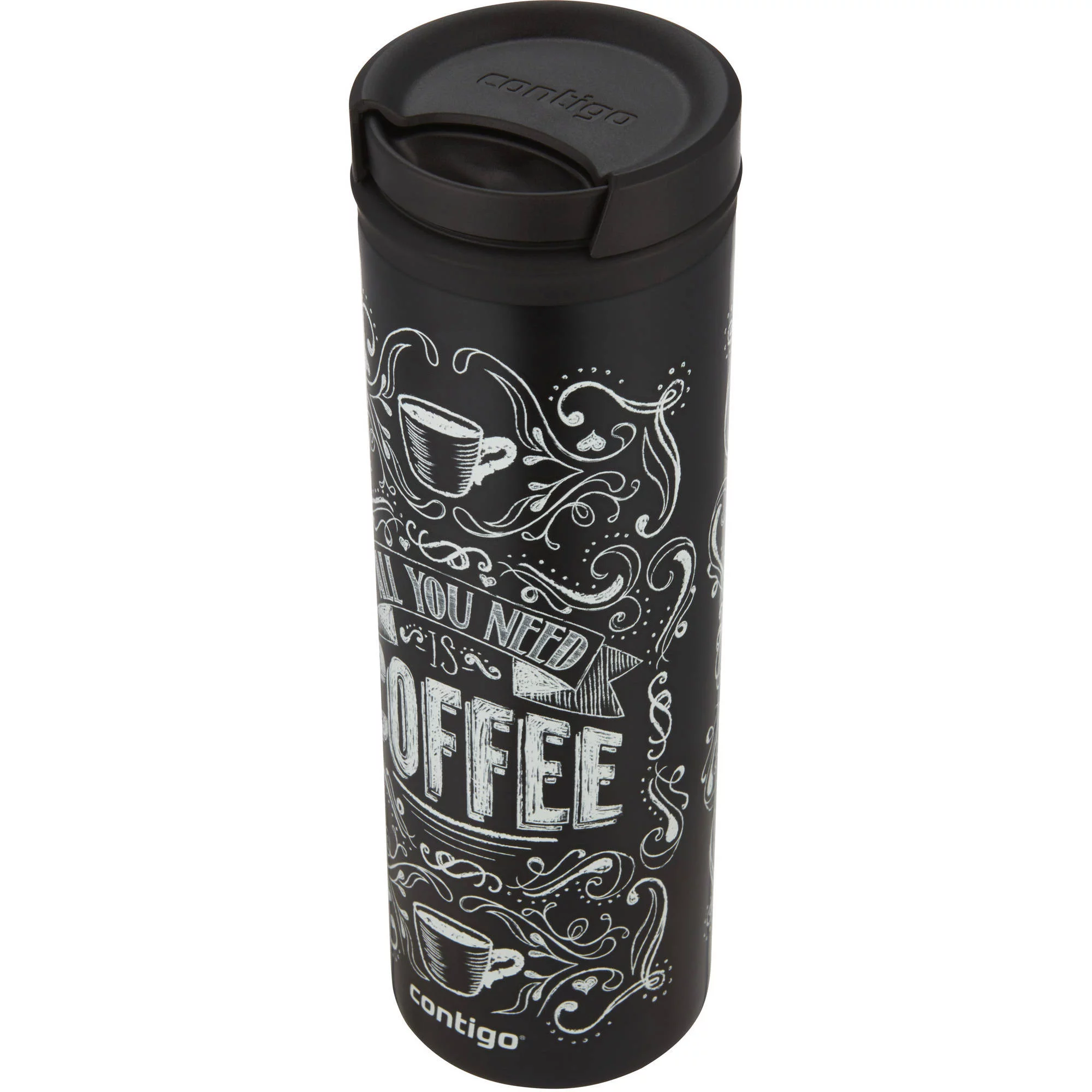 Contigo Stainless Steel Travel Mug with TWISTSEAL Lid Black All You Need Is Coffee, 20 fl oz.