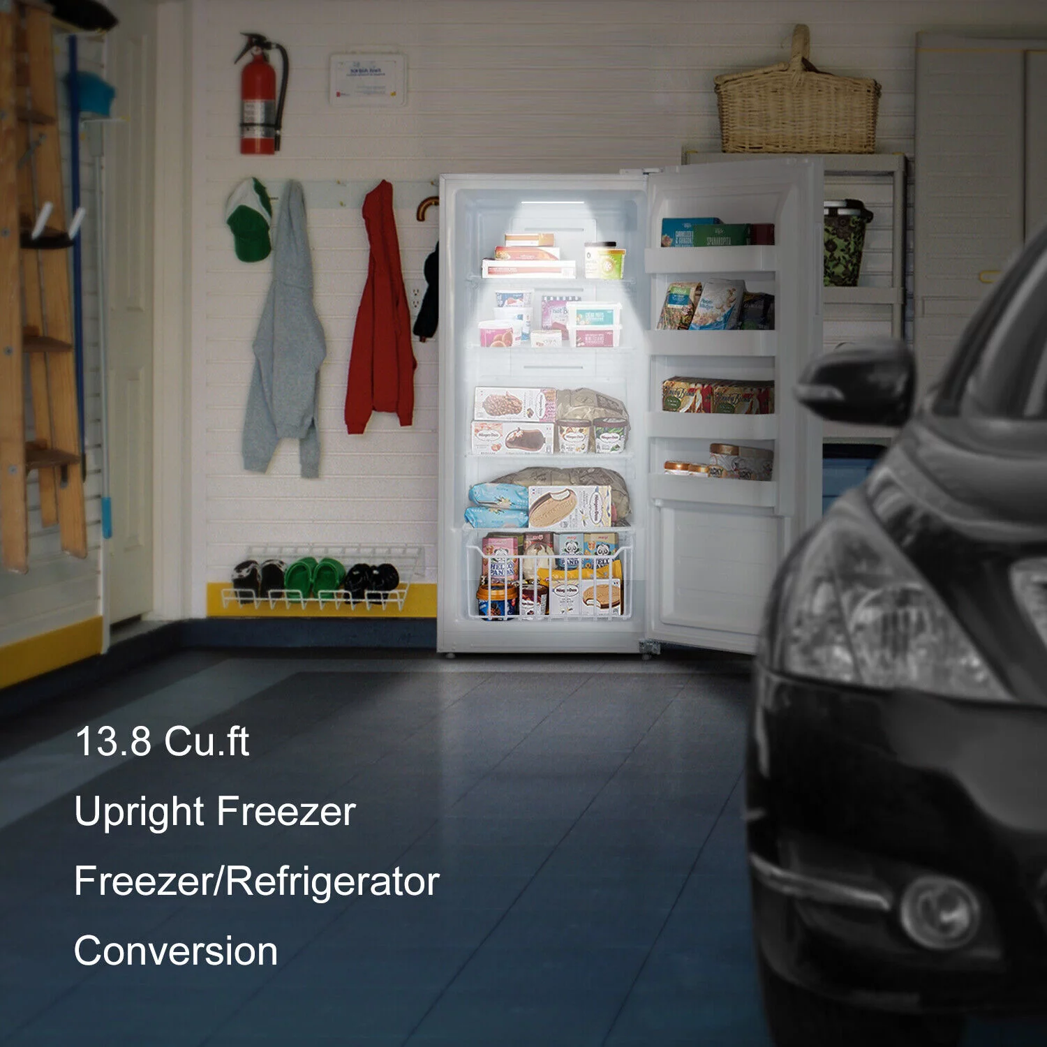 SMAD 13.8 Cu ft Upright Convertible Freezer Refrigerator, Single Door for Home Kitchen Restaurant