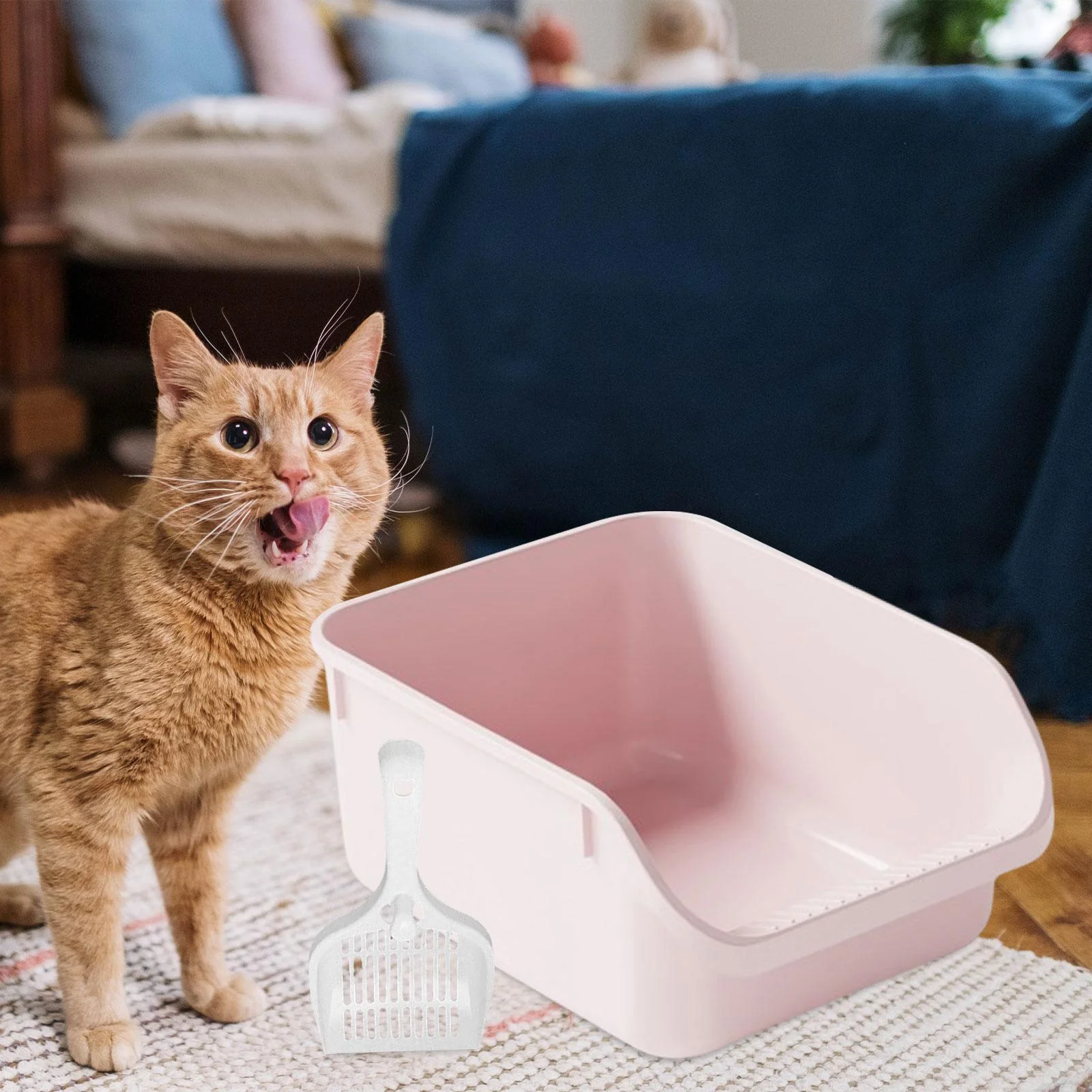 Toysmith Cat Toilet Sand Box s Litter Litter Container High Sided Easy Carry Kitty Litter Pan Cat Litter Toilet pink