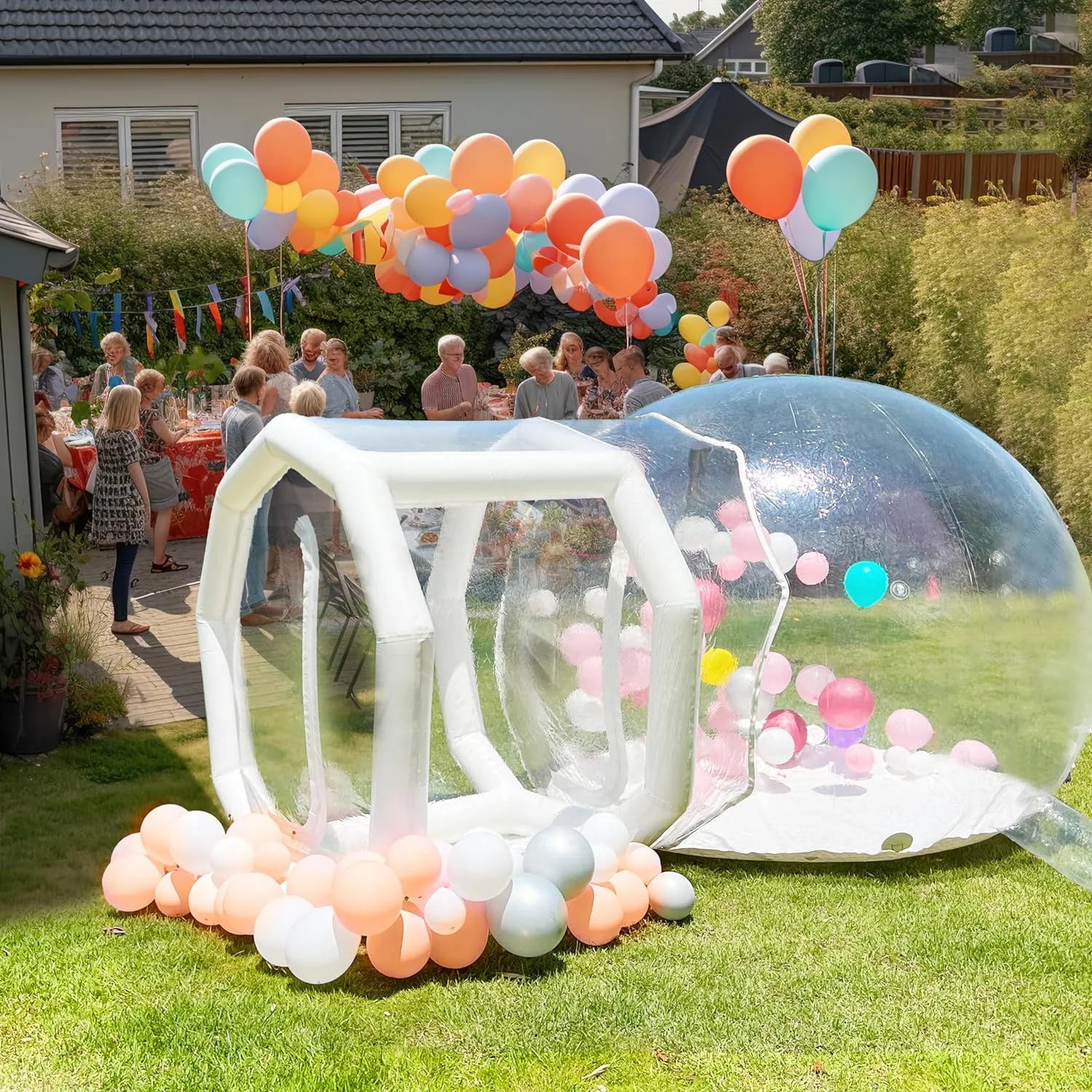 WARSUN Bubble House 10Ft Dome with Blower & Air Pump 100% PVC Inflatable Bubble House for Party Balloons Birthday Wedding Party Business Clear Bubble Tent 6.76Ft Tunnel