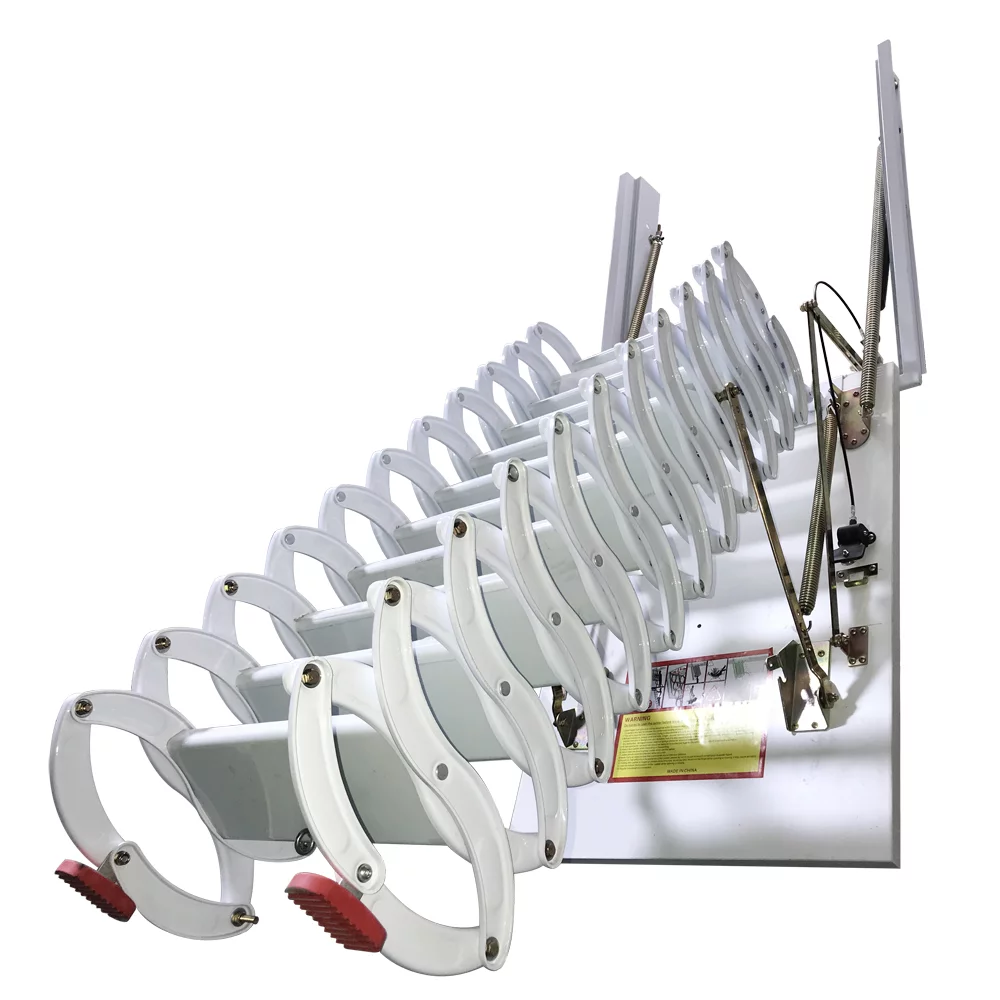 INTSUPERMAI Side Mounted Attic Loft Ladder Stairs Extension Ladder 11 Steps Al-Mg Alloy White