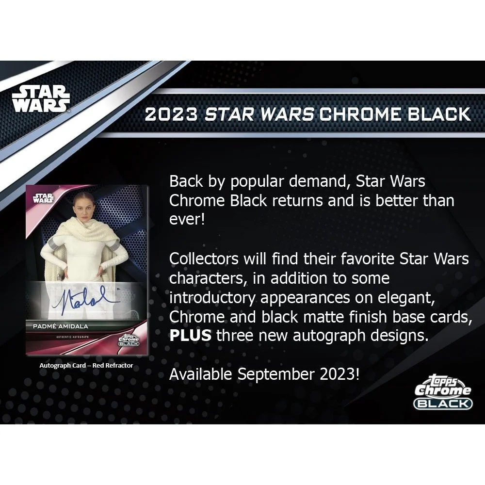 Star Wars 2023 Galaxy 2023 Topps Chrome Black Trading Card HOBBY Box (1 Encased Autograph)