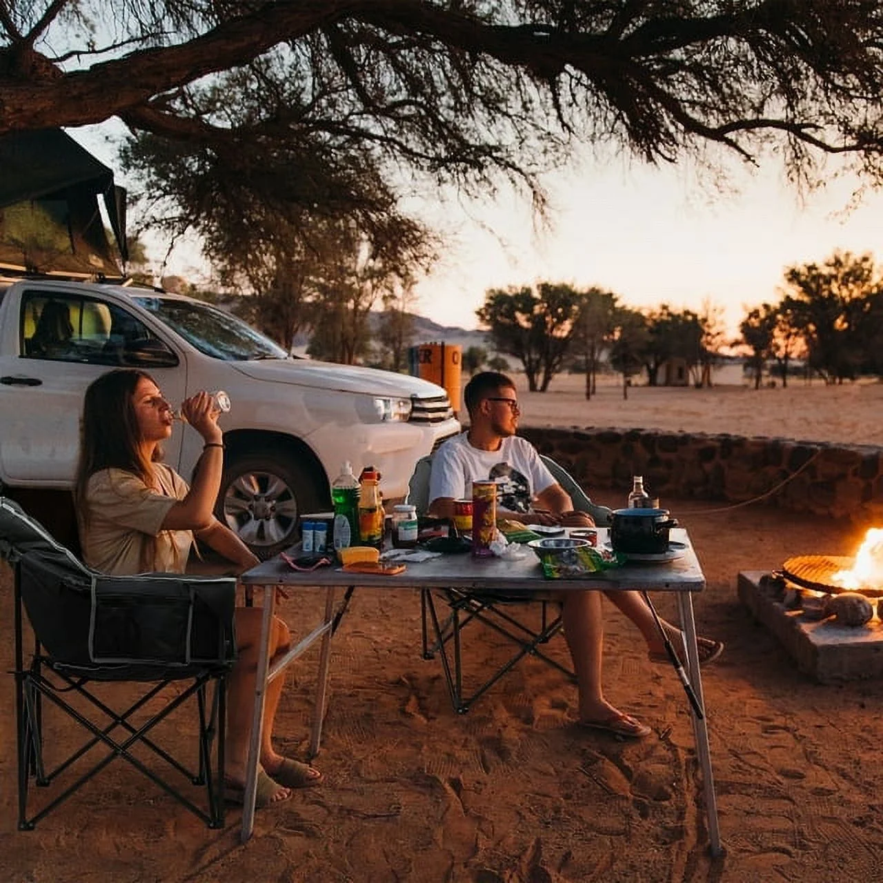 ABORON Oversized Folding Camping Chair, Padded Moon Round Chair for Adults, Foldable Saucer Recliner with Cup Holder & Carry Bag, Supports up to 500lbs