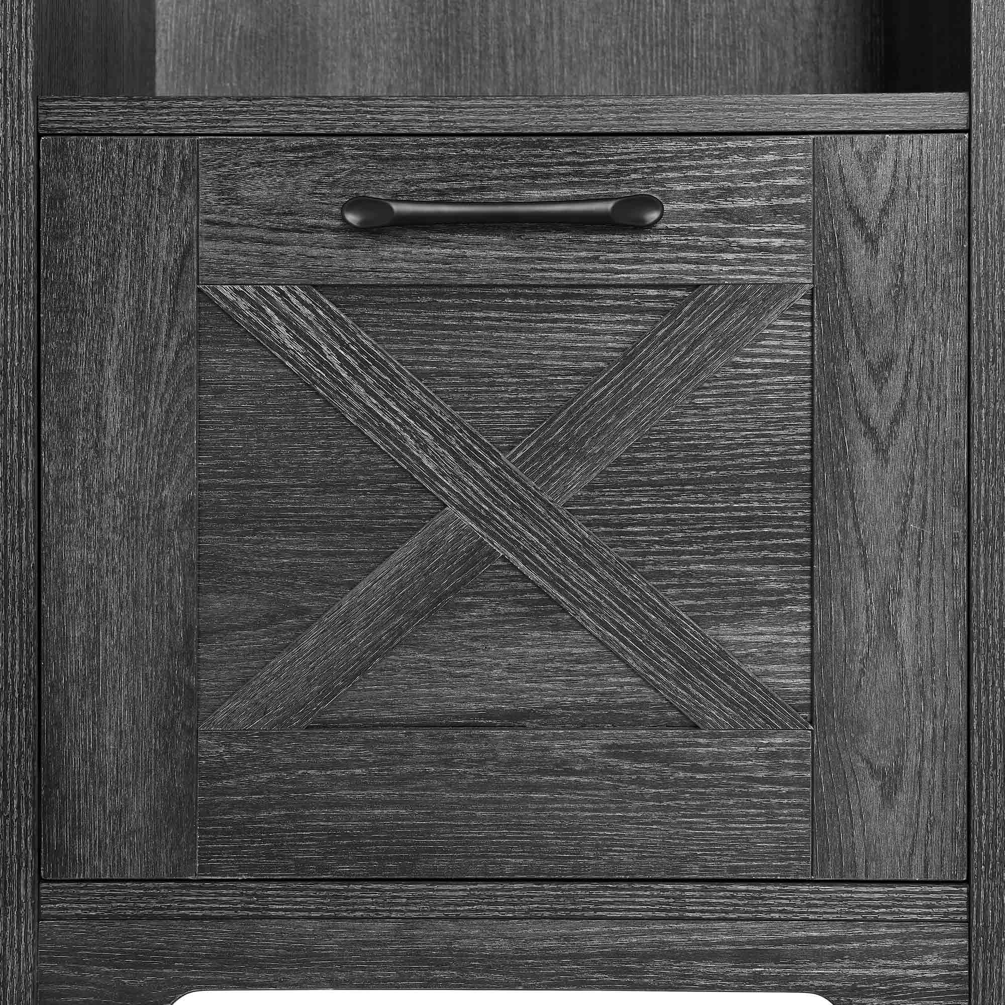 Dextrus 59 Inch L-Shaped Desk with Power Outlet & USB Ports, Office Desk with File Cabinets, Large Computer Desk with Drawers, 2 Person Corner Desk Writing Desk with Storage Shelves, Gray