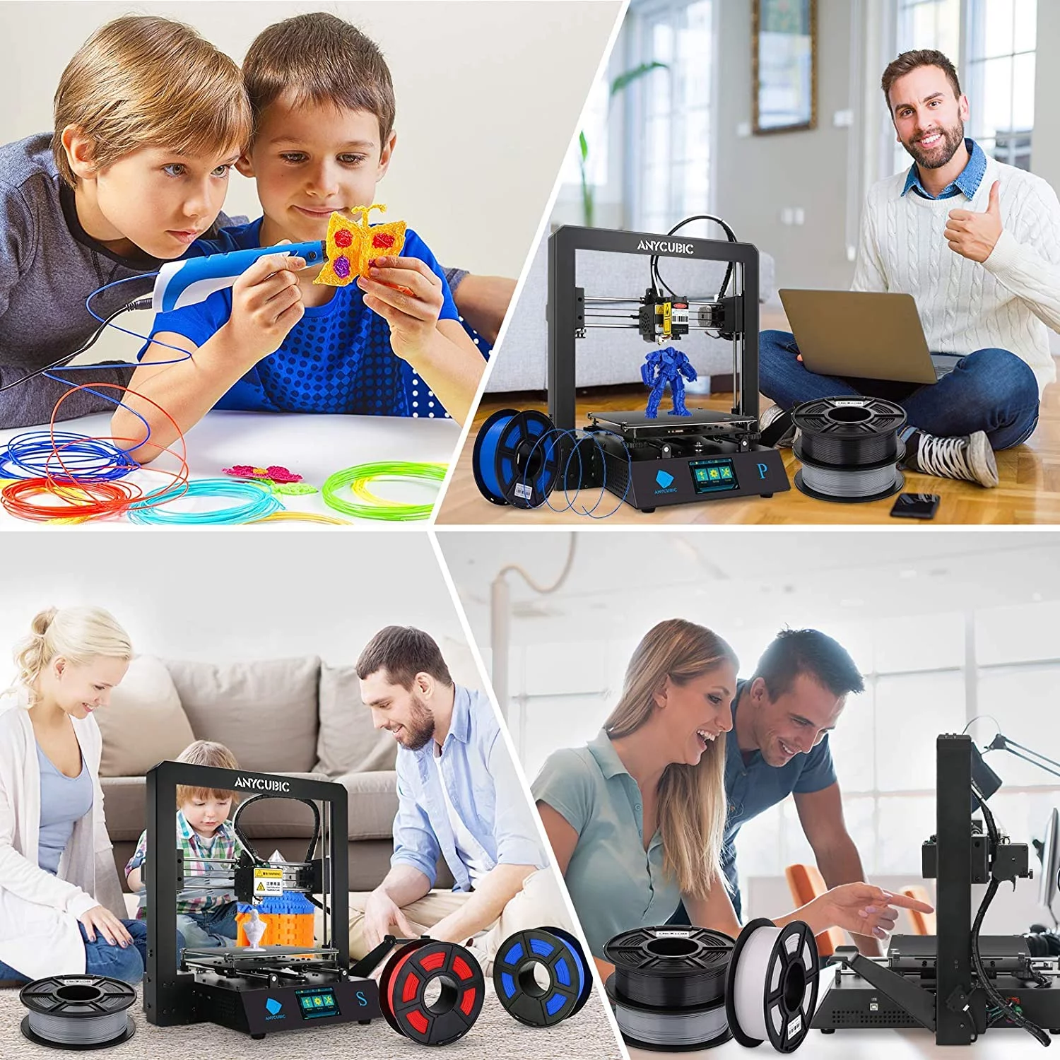 ANYCUBIC 3D Printer Filament , 1.75mm Dimensional Accuracy +/- 0.02mm 3D Printing PLA Filament  Fits for Most FDM 3D Printers (Black 1KG Spool)