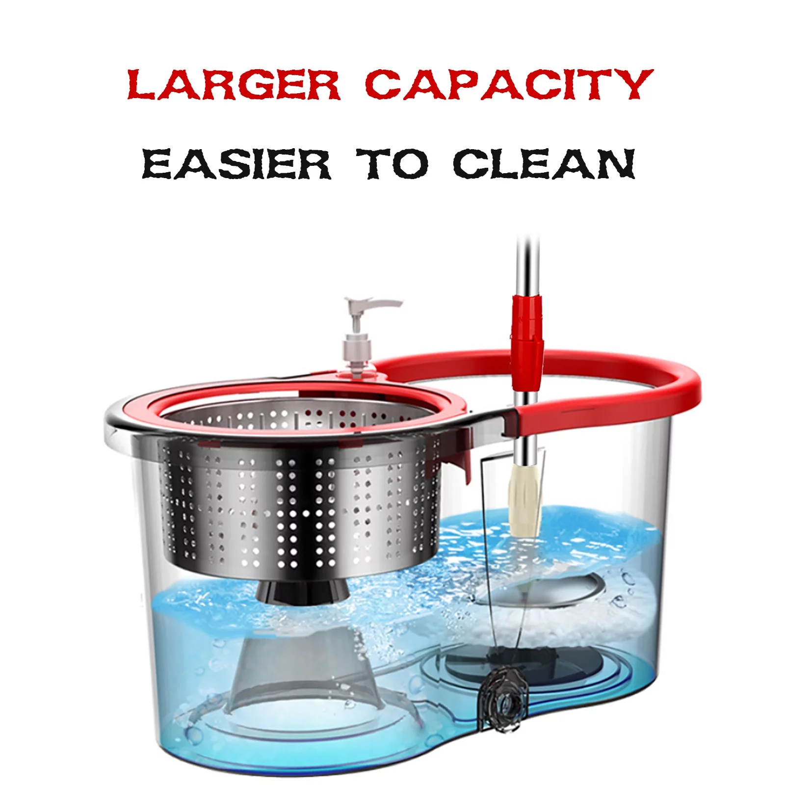 Mop Bucket with Wringer Set, 360 Spinning Mop Bucket Systerm for Floor Cleaning with 3 Microfiber Mop Head for Office and Home Use, Black (Mop Bucket 20QT)