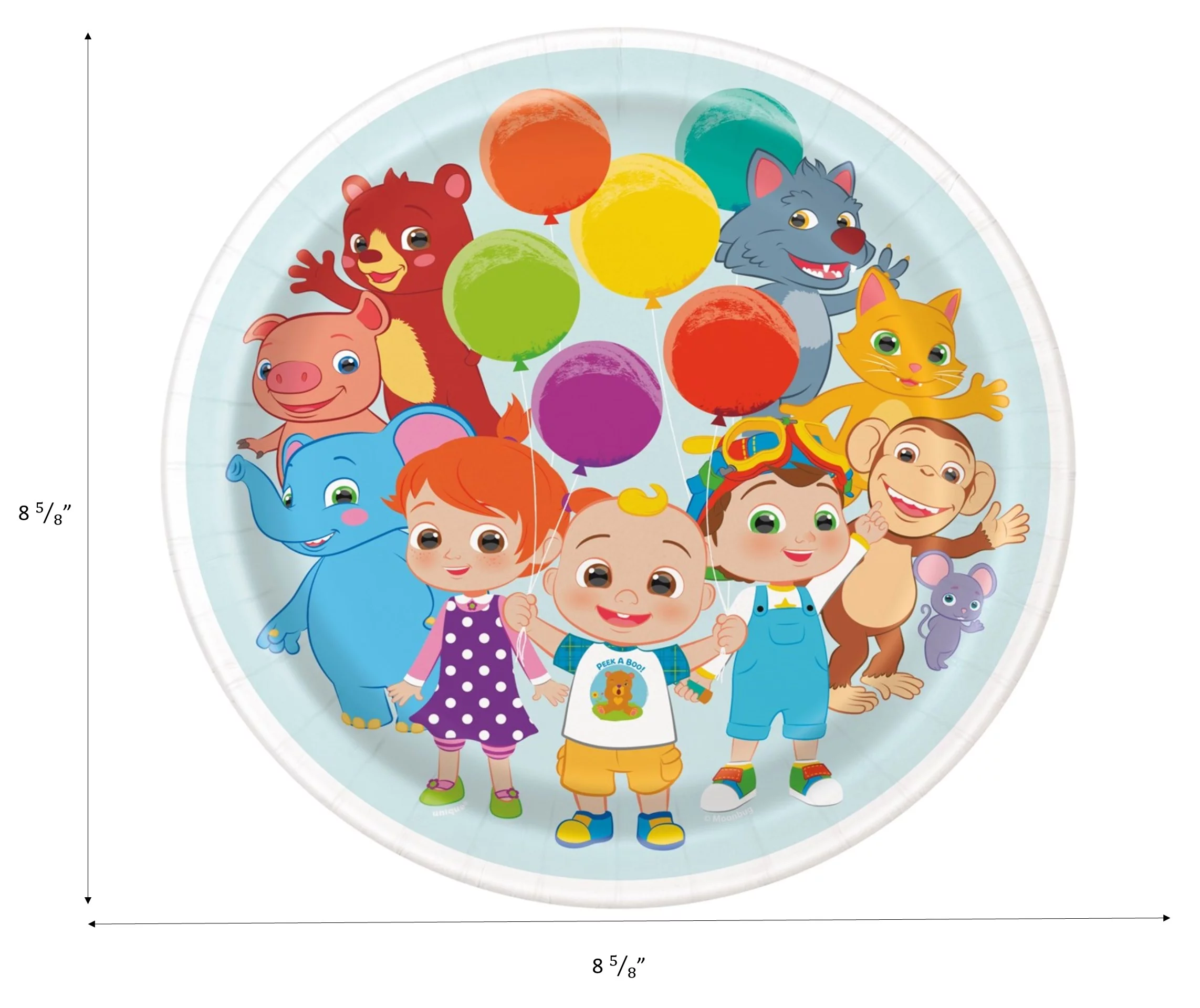 Cocomelon Birthday Party Supplies with Luncheon Plates, Cake Plates, Napkins, Cups, Tablecover, and Forks for 8 Guests