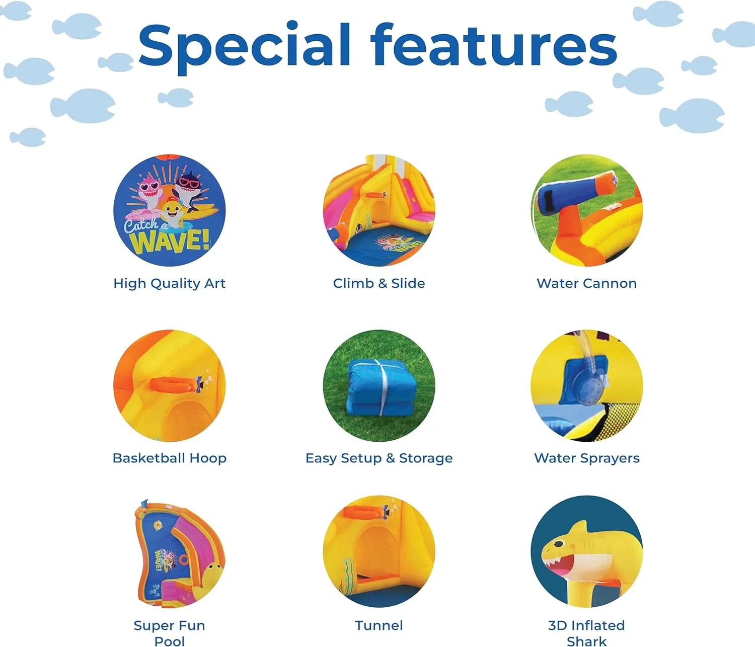 Funormous Baby Shark Bounce House with Slide Wet or Dry, Pink Fong Inflatable Water Slide, Party Outdoor Curve Waterslide Fun, Kids Backyard Water Park, Includes Water Sprayer, Pool & Blower