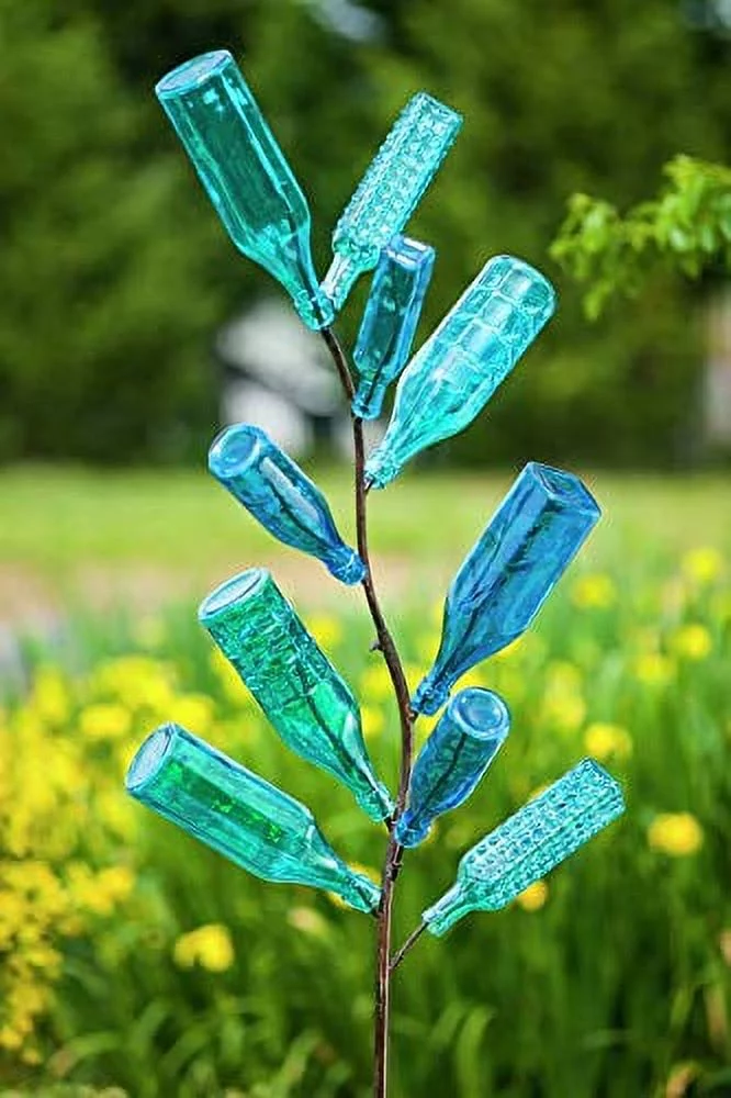 Evergreen Brilliant Blue Glass Bottles, Set of 6