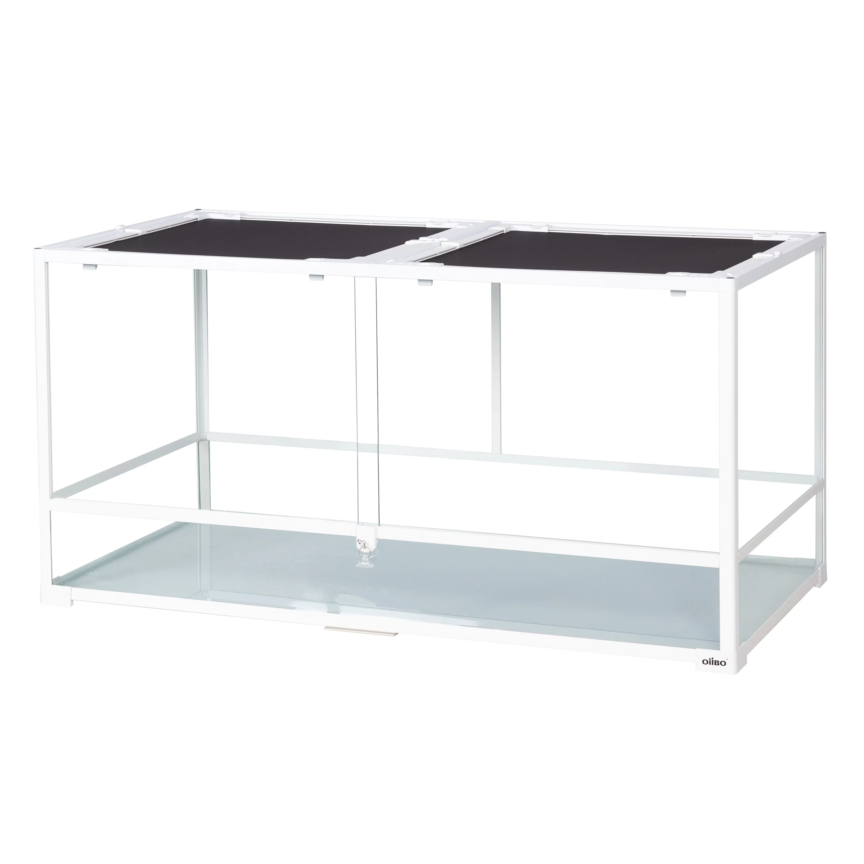 OiiBO 120 Gallon Reptile Large Terrarium Upgrade Glass Front Opening Tank Sliding Door with Screen Ventilation 48