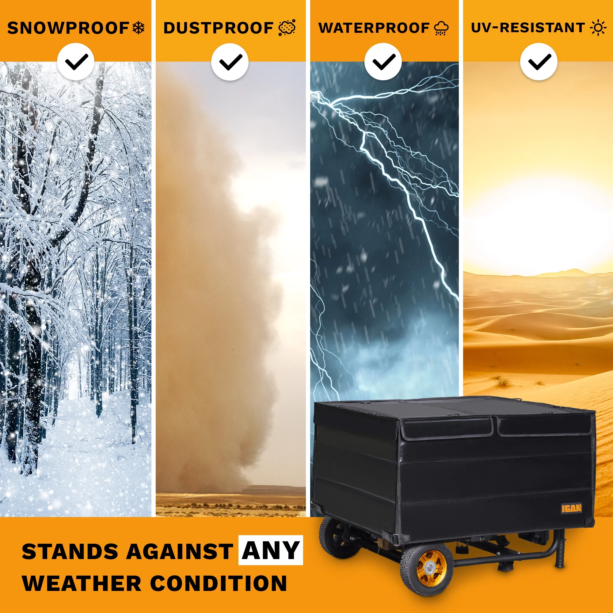 IGAN Generator Tent Waterproof Portable Generator Cover for 3500–12000 Watt 9,2 lb. Generators Black