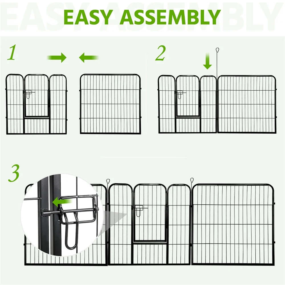 Topeakmart 6 Panels Heavy Duty Pet Playpen Dog Exercise Pen Cat Fence, 23.6''H, Black