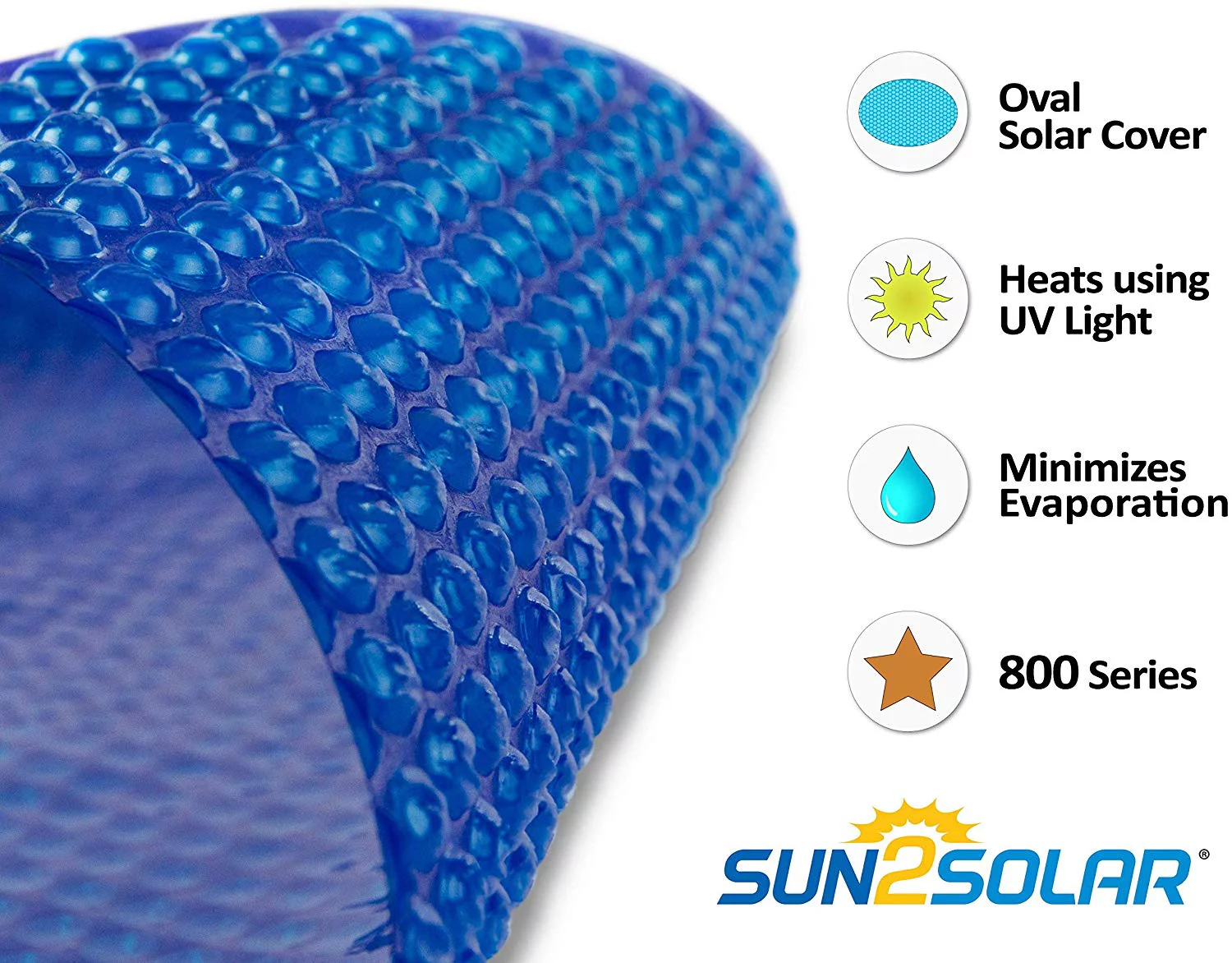 Sun2Solar Blue 18' x 45' Oval Solar Pool Cover - 800 Series
