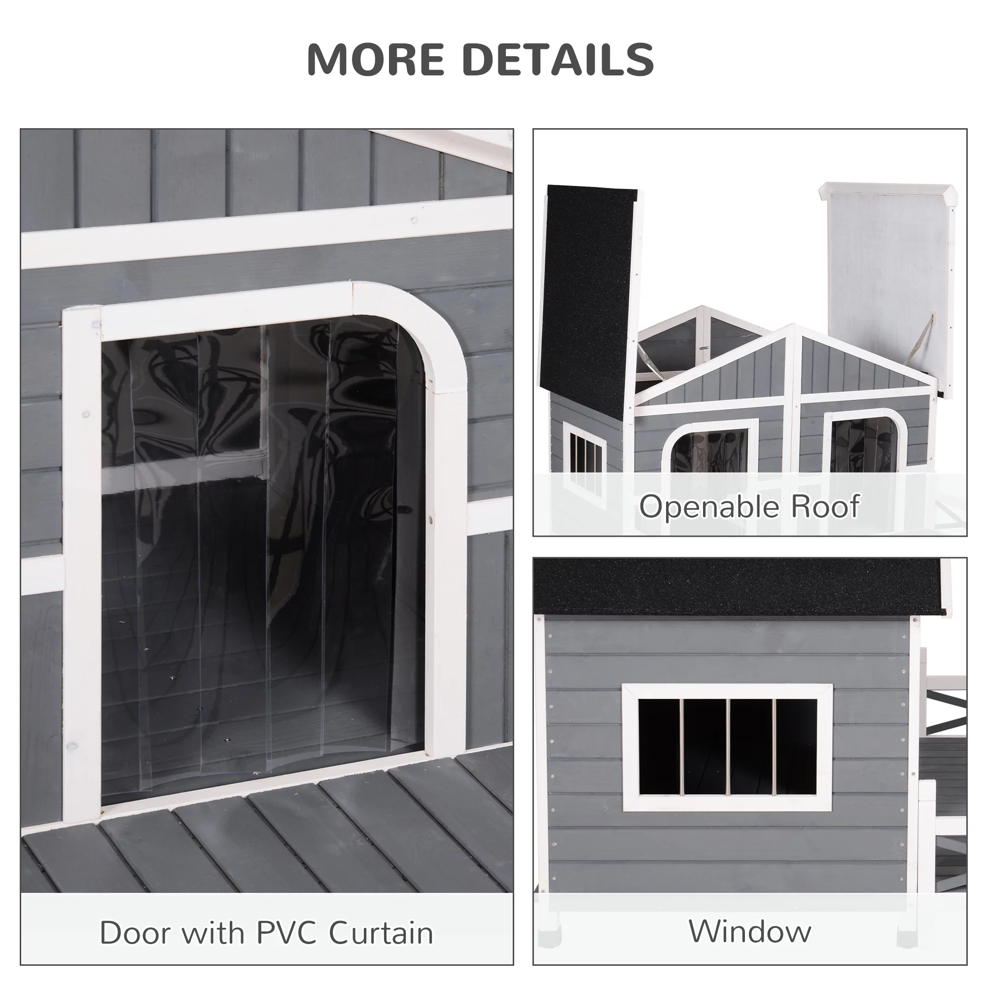 Pawhut Wooden Large Dog House, Perfect for the Porch or Deck and Includes Bottom Slide-Out Tray, 59