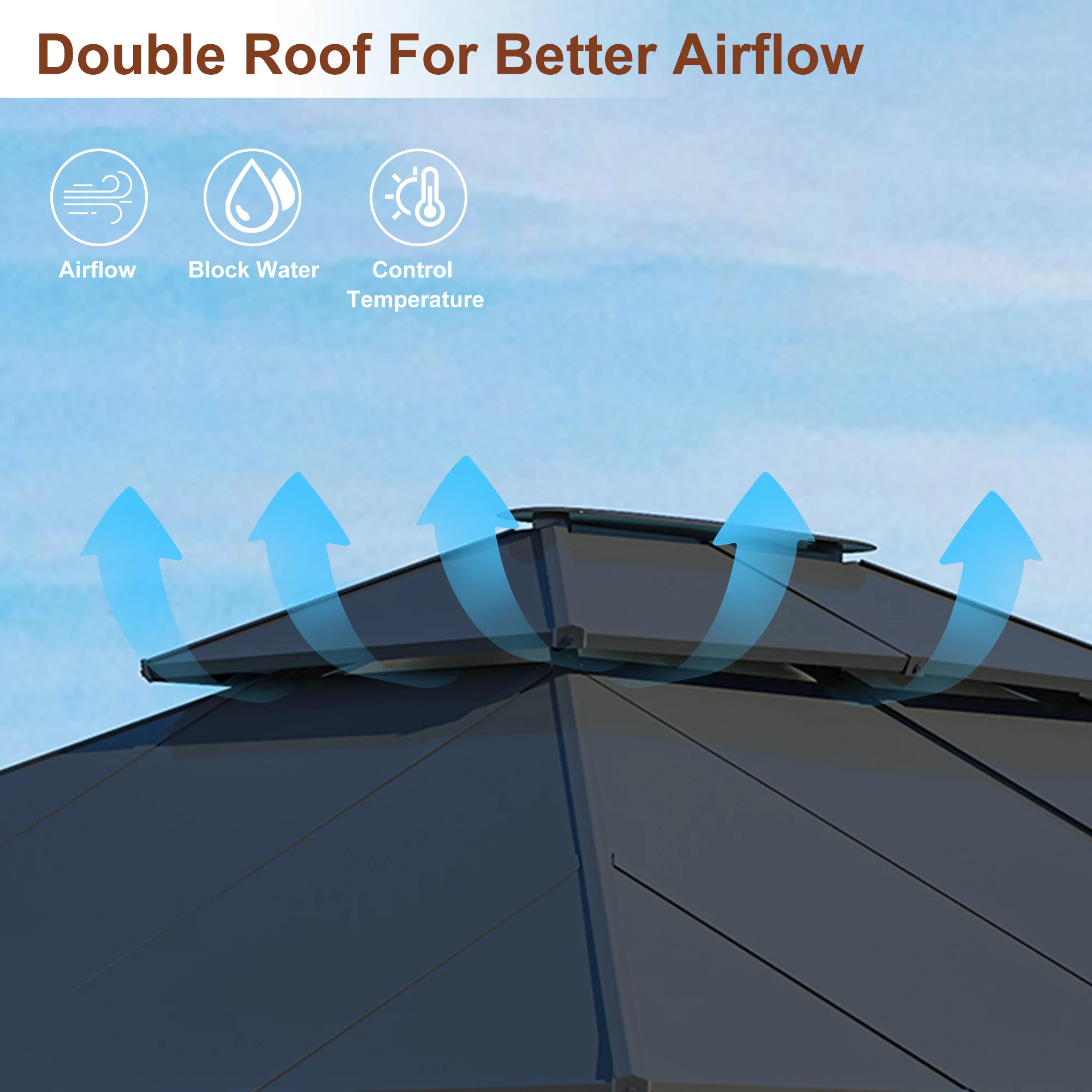 Mondawe 10'x12' Outdoor Hardtop Gazebo Insulated Aluminum Gazebo with Netting and Double Roof - Ideal Canopy Tent for Patio,Parties,Beach