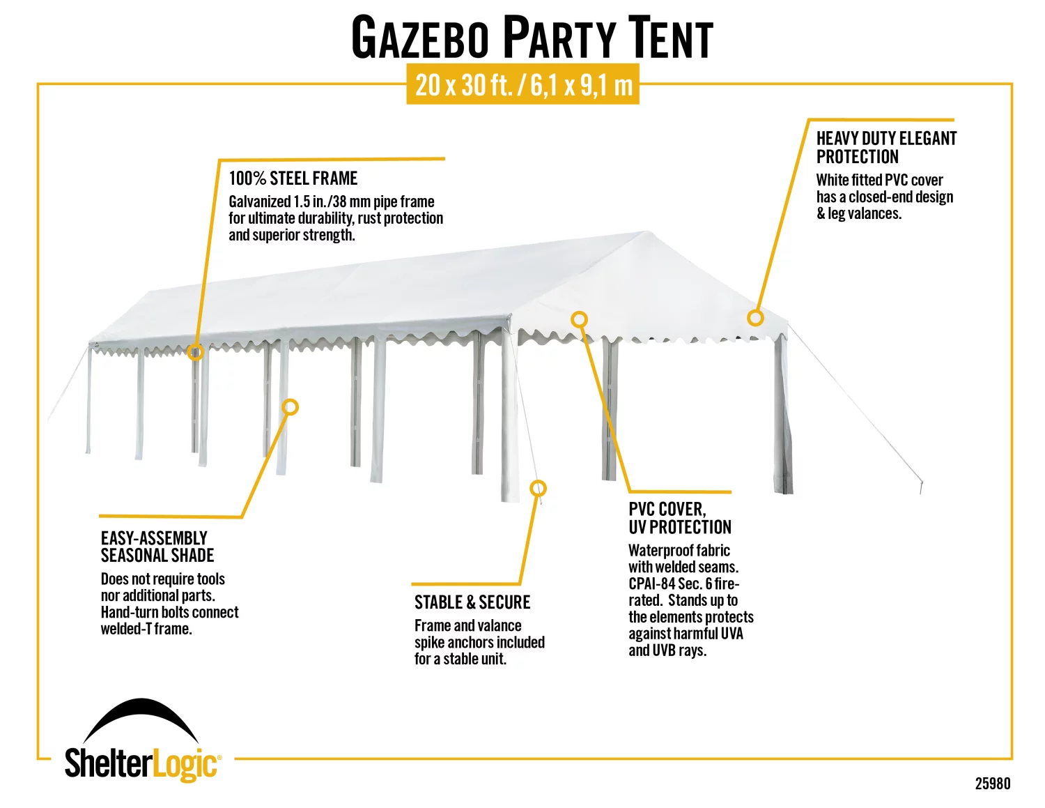 GAZEBO PARTY TENT 20 X 30 WHITE