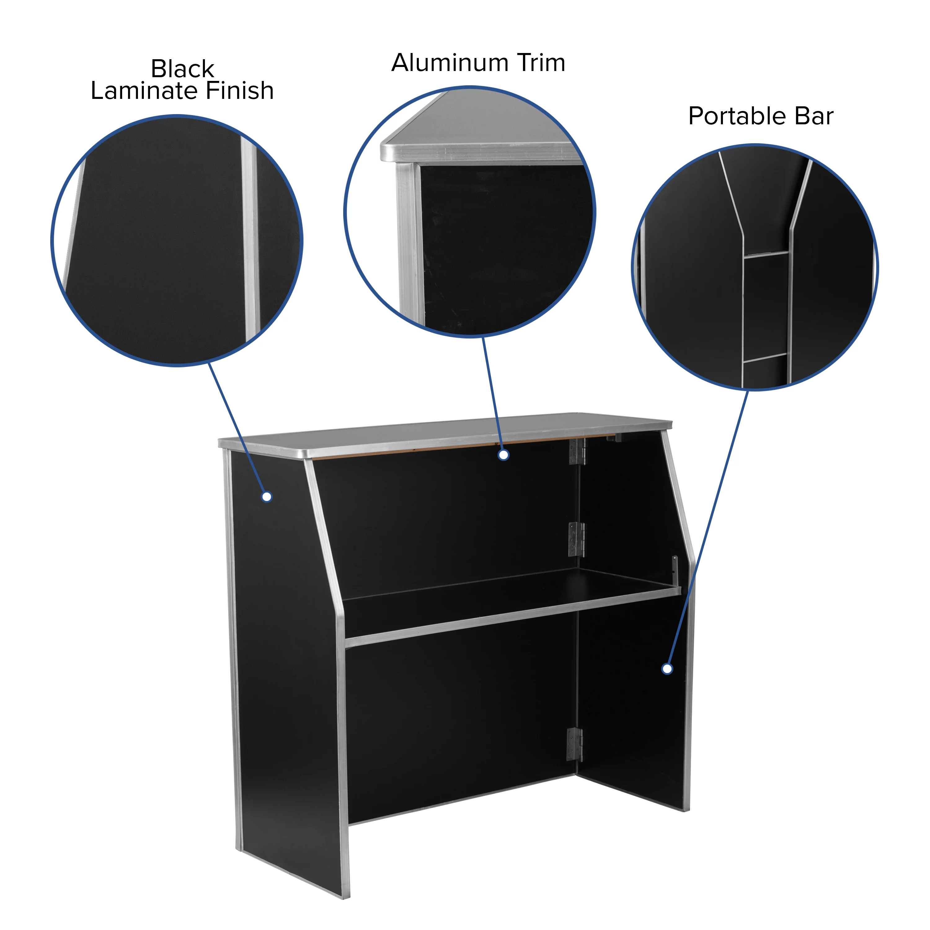 Flash Furniture Amara 4' Black Laminate Foldable Bar - Portable Event Bar