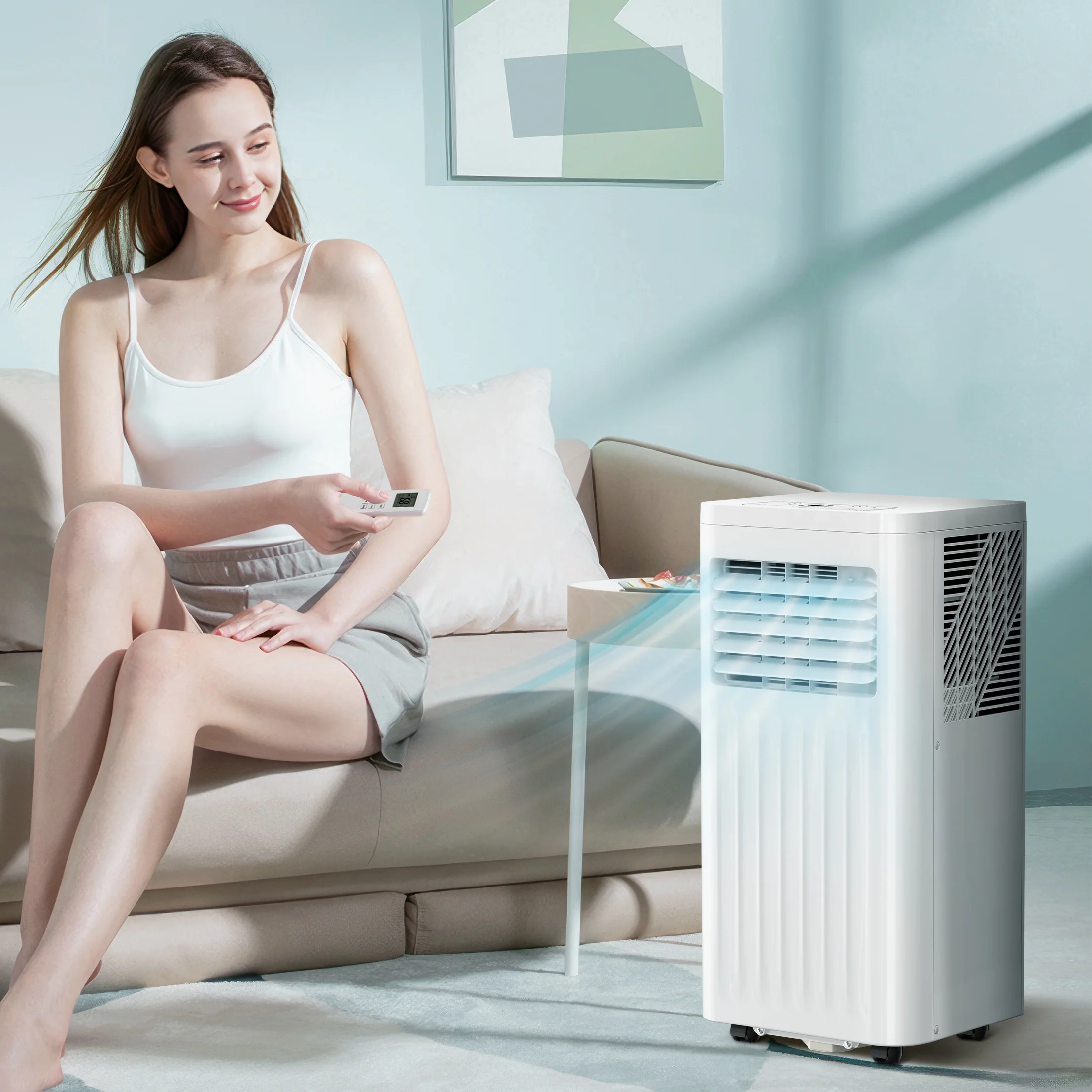 KISSAIR 5000BTU (8000BTU ASHRAE) Portable Air Conditioner, Ultra Quiet 3-in-1 Portable AC Unit,  24H Timer, Air Conditioner Remote Control-White