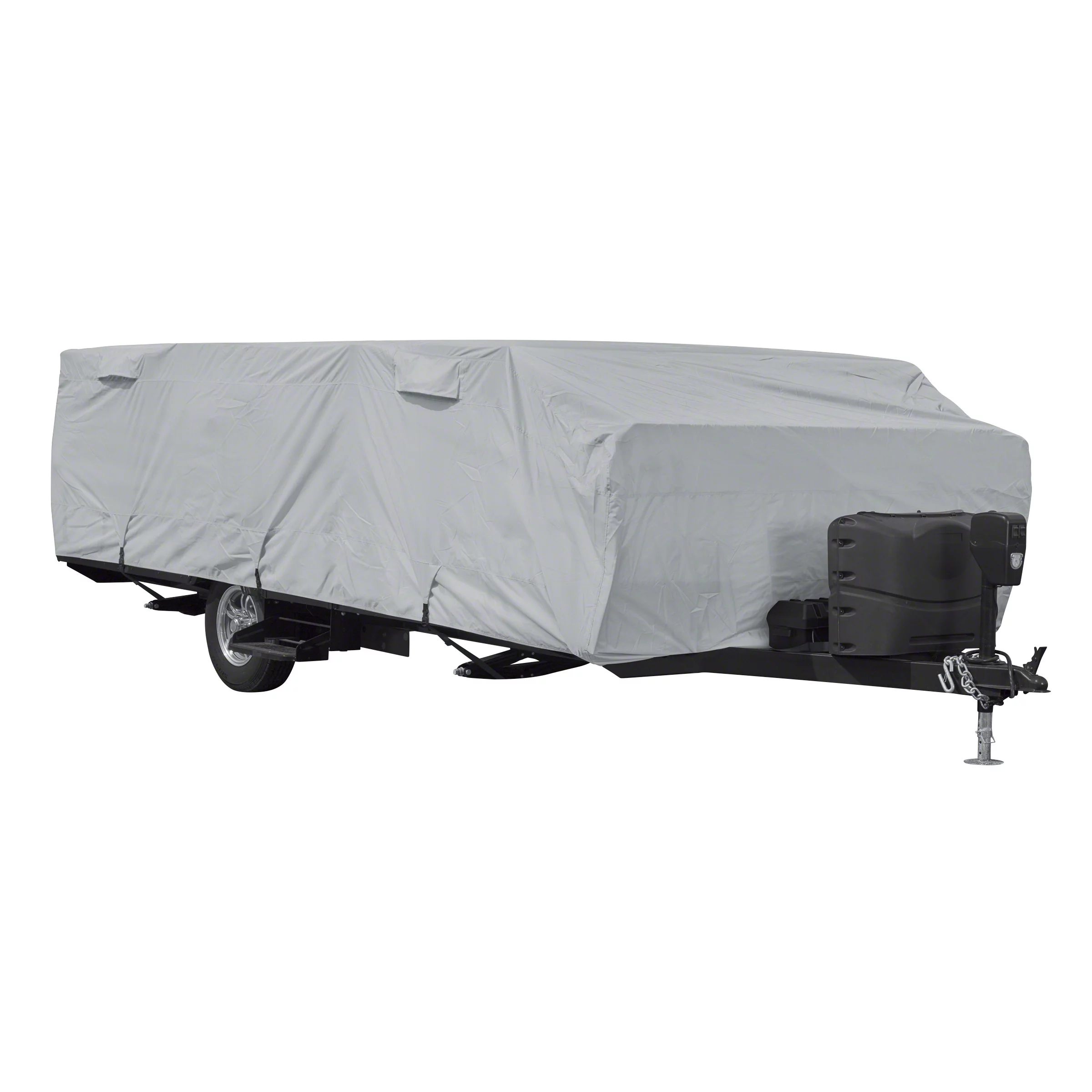 Classic Accessories OverDrive PermaPRO™ Folding Camping Travel Trailer Cover, Fits 14' - 16'L Trailers - Lightweight Ripstop and Water Repellent RV Cover, Grey