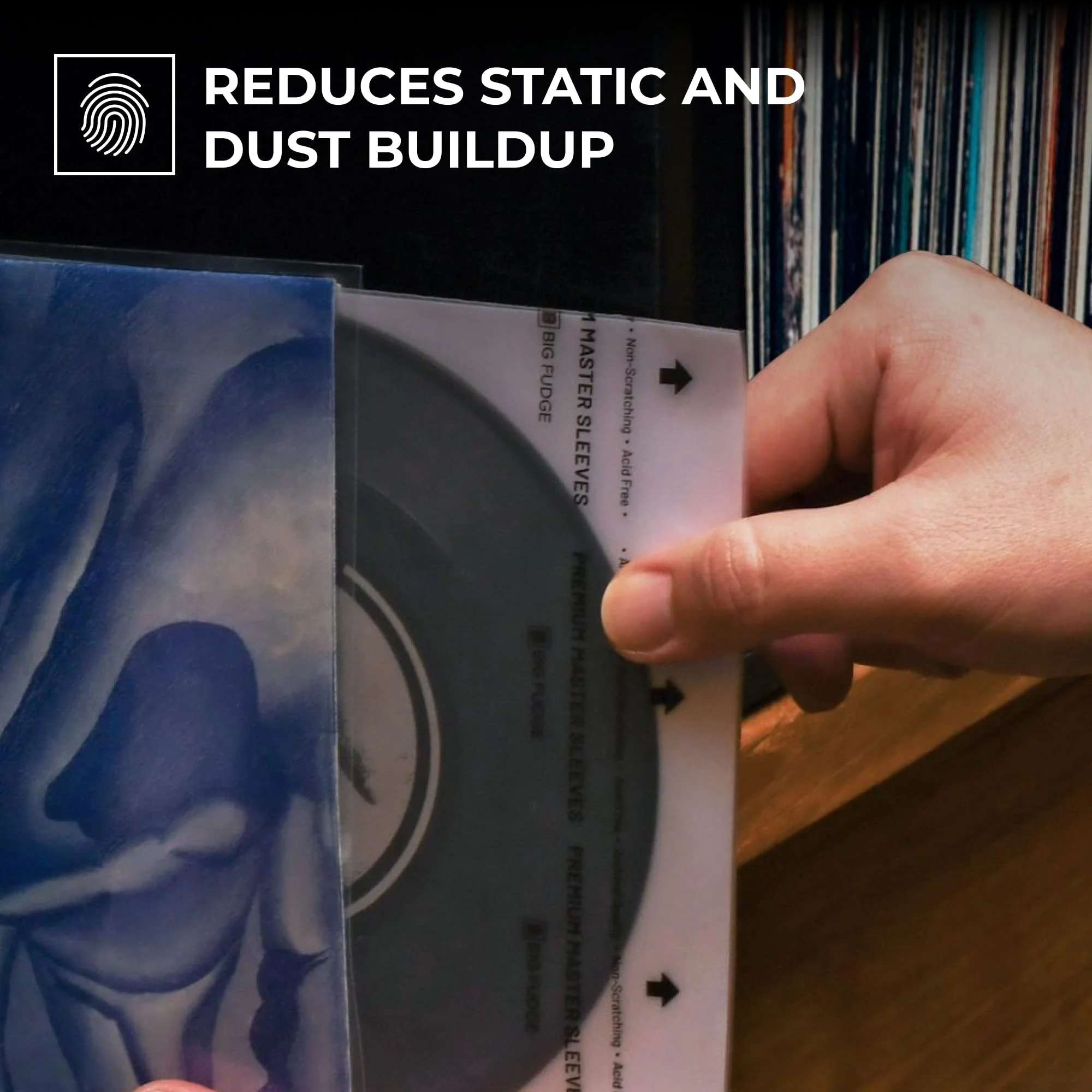 Big Fudge Vinyl Record Premium Inner Sleeves 3 Ply with Anti-Static Rice Paper 7” 50 Pack