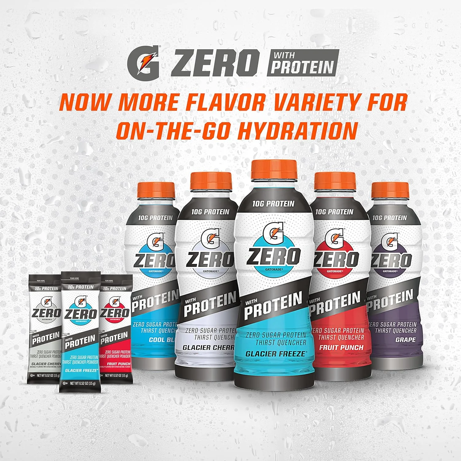 Gatorade Zero Sugar with Protein Variety Pack, 10g Whey Protein Sports Drink, 16.9 oz, 12 Pack Bottles