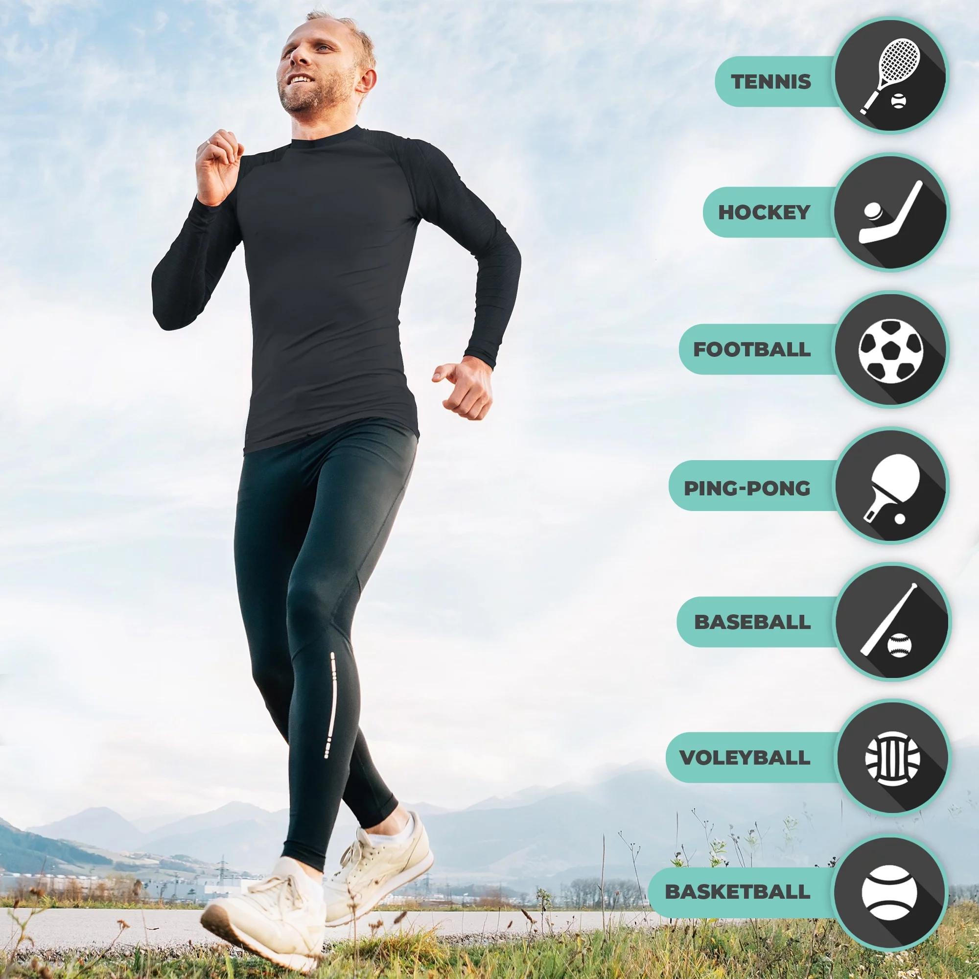 DARESAY Dri-Fit Long Sleeve T Shirts for Men-4 Pack- Moisture Wicking, Quick Dry Tees (Up to 3XL)