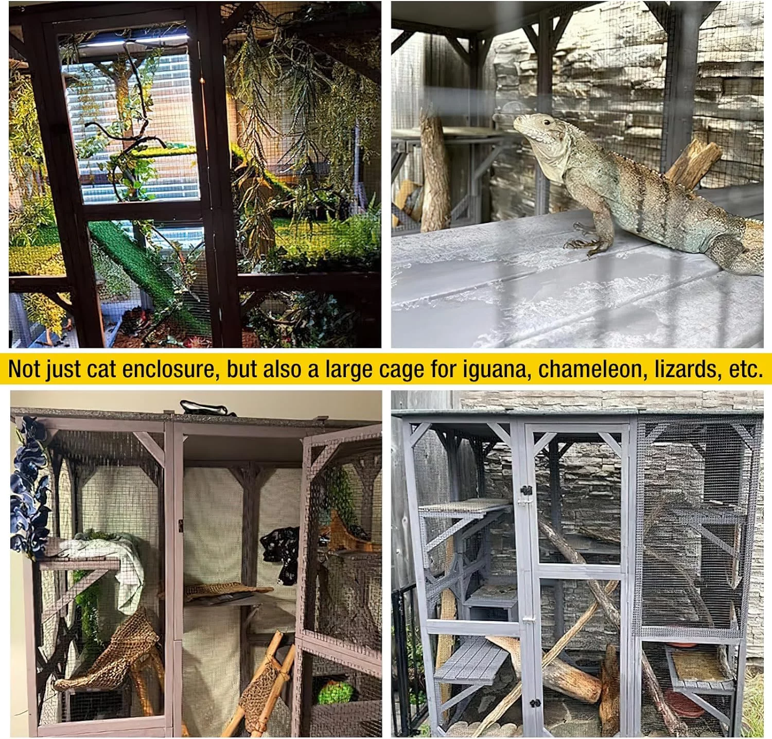 Cat House Outdoor Catio Kitty Enclosure with Super Large Enter Door, Wooden Cat Cage Condo Indoor Playpen with Platforms & Small House-71 Inch