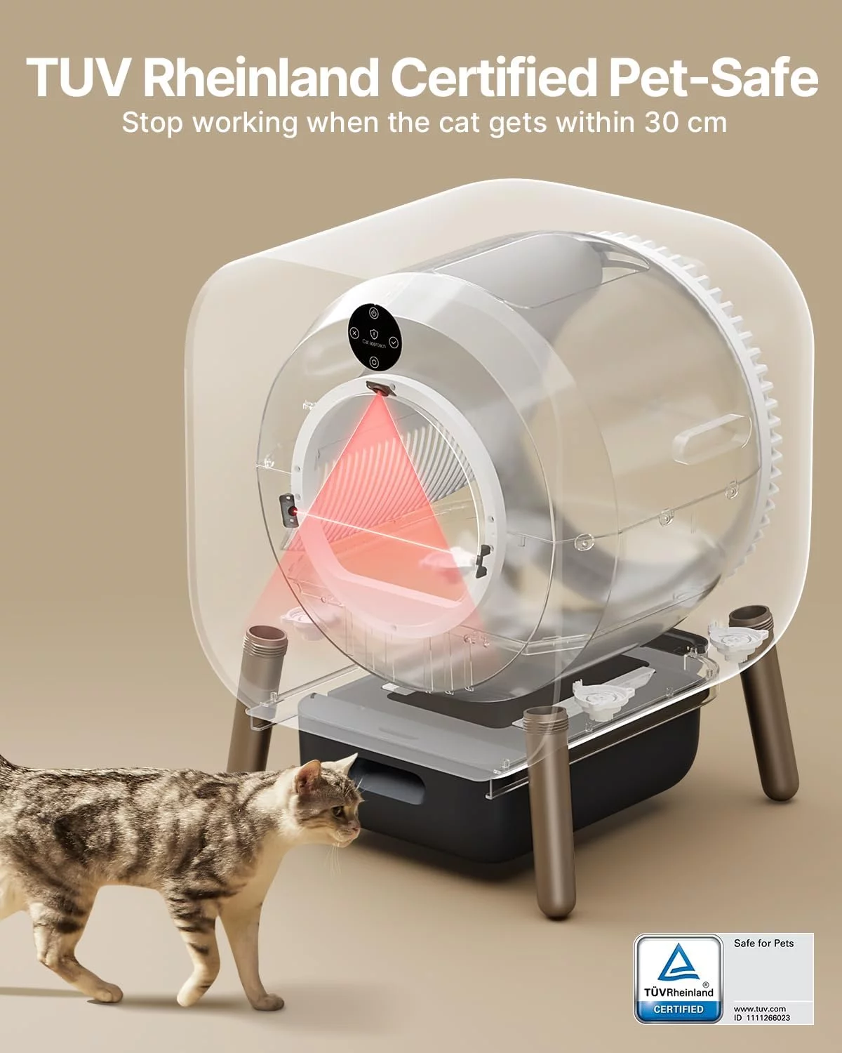 PAWBBY Self Cleaning Litter Box, Automatic Cat Litter Box Self Cleaning for Multi Cats, TUV Certified/Anti-Pinch/Safety Protection/Odor Removal/APP Control Extra Large Litter Box with Mat & Liner