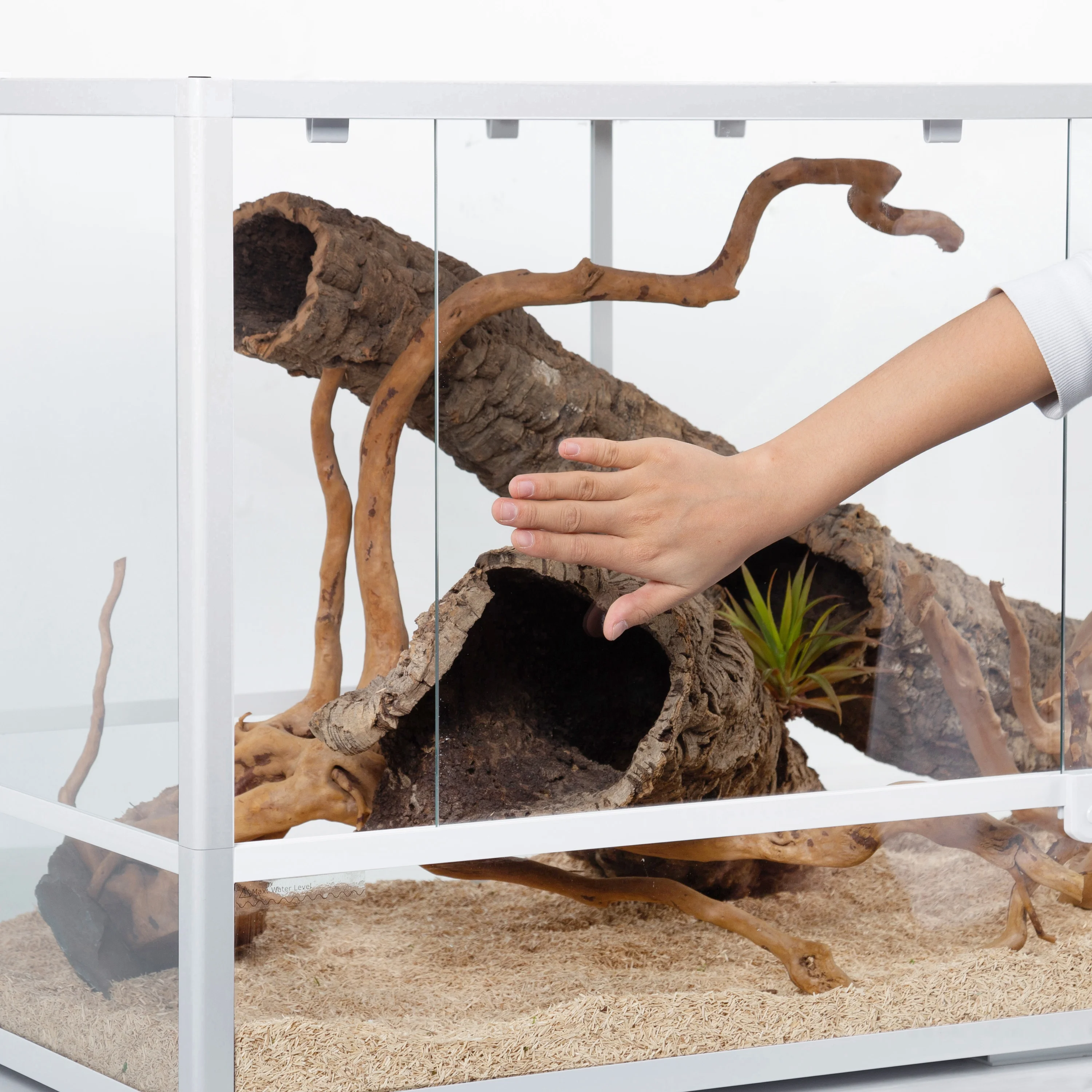 OiiBO 120 Gallon Reptile Large Terrarium Upgrade Glass Front Opening Tank Sliding Door with Screen Ventilation 48