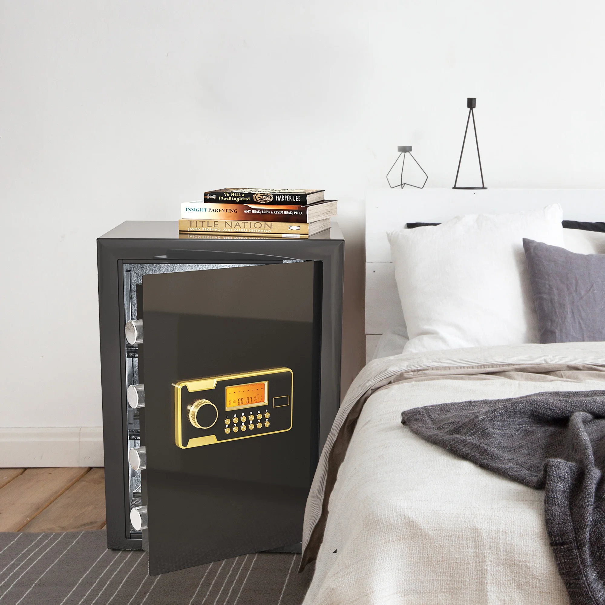 Dextrus Security Safe Box, 2.5 CU.FT Safe Box with Digital Keypad,Fireproof Bag and Adjustable Shelf for Storing Cash, Jewelry, Pistols, Documents in Home & Office & Hotel,15.75