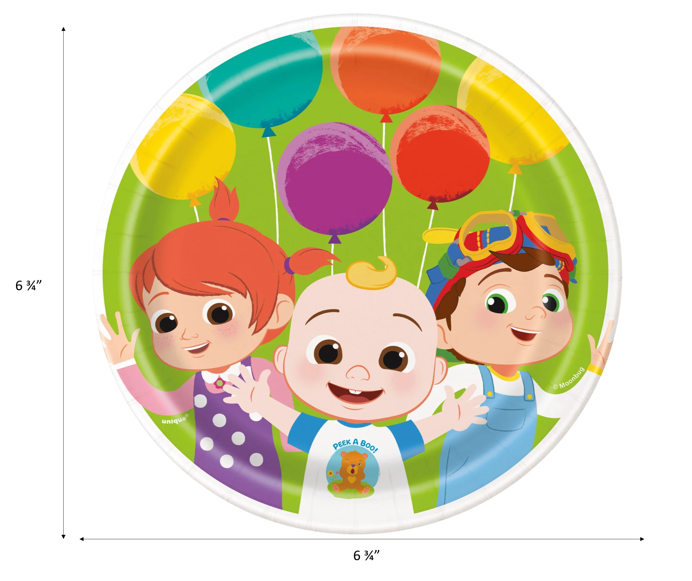 Cocomelon Birthday Party Supplies with Luncheon Plates, Cake Plates, Napkins, Cups, Tablecover, and Forks for 8 Guests