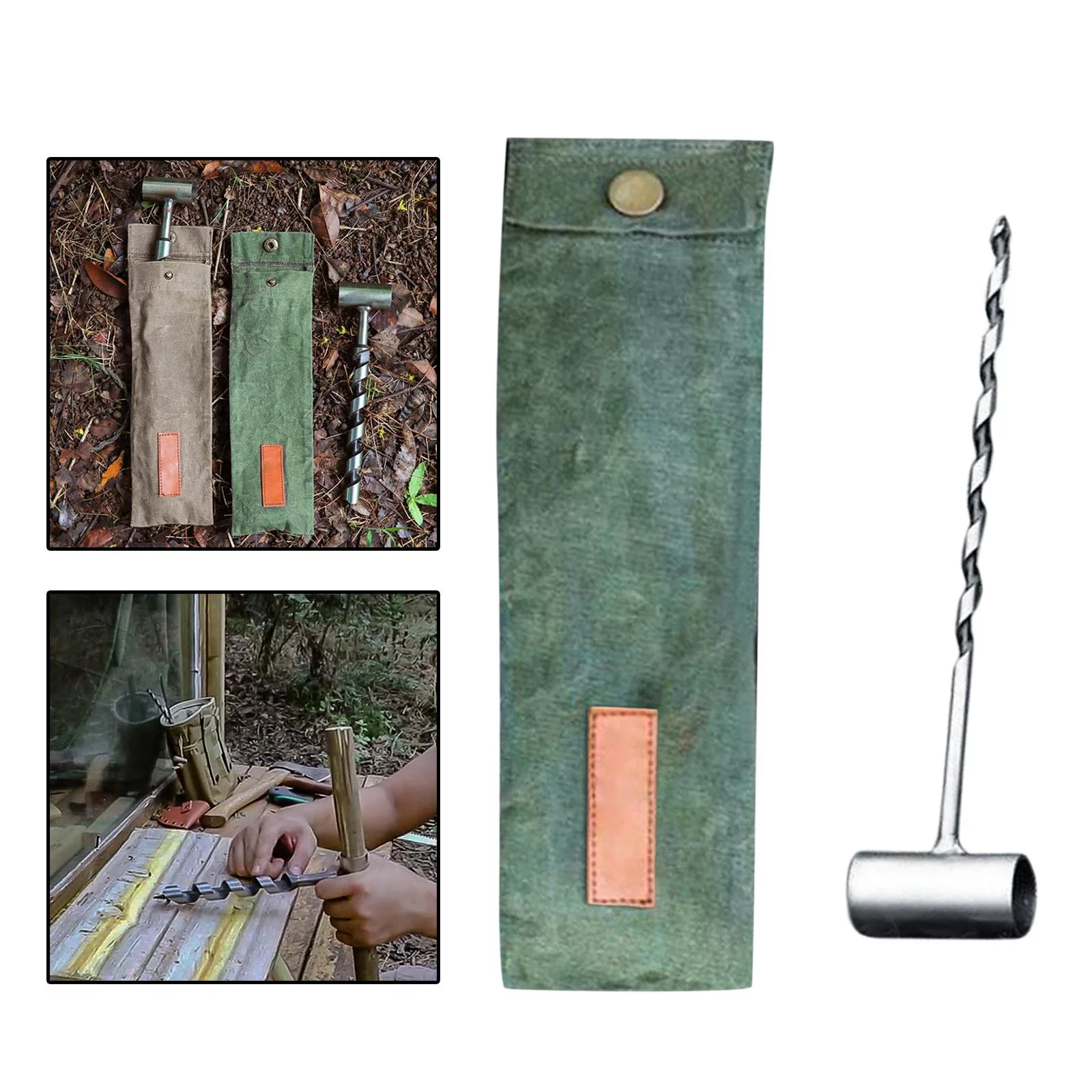 Hand Auger Wrench - Gear and Equipment Wood Drill Peg Tool Manual for Camping, Hiking and Outdoor Backpacking , Green 6mm