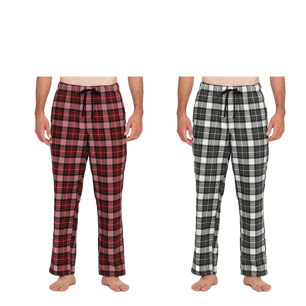 2-Pack: Mens Soft 100% Cotton Flannel Plaid Lounge Pajama Sleep Pants